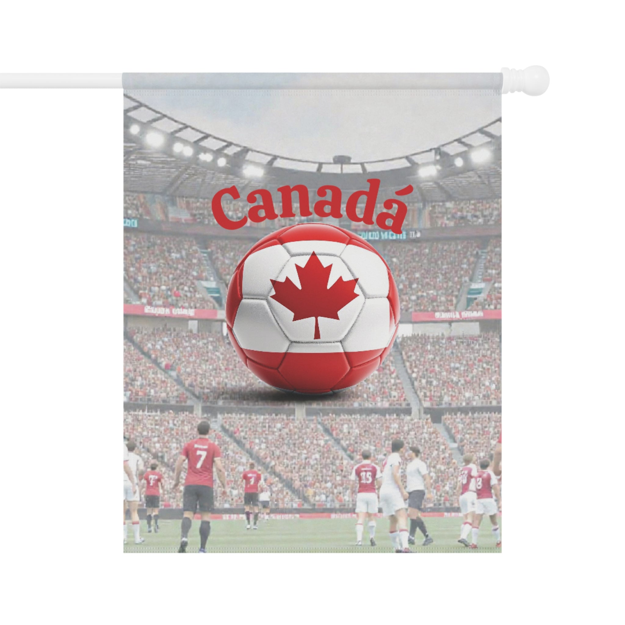 Canada Soccer Garden Flag — Canada Maple Leaf Soccer Ball Stadium Garden Banner