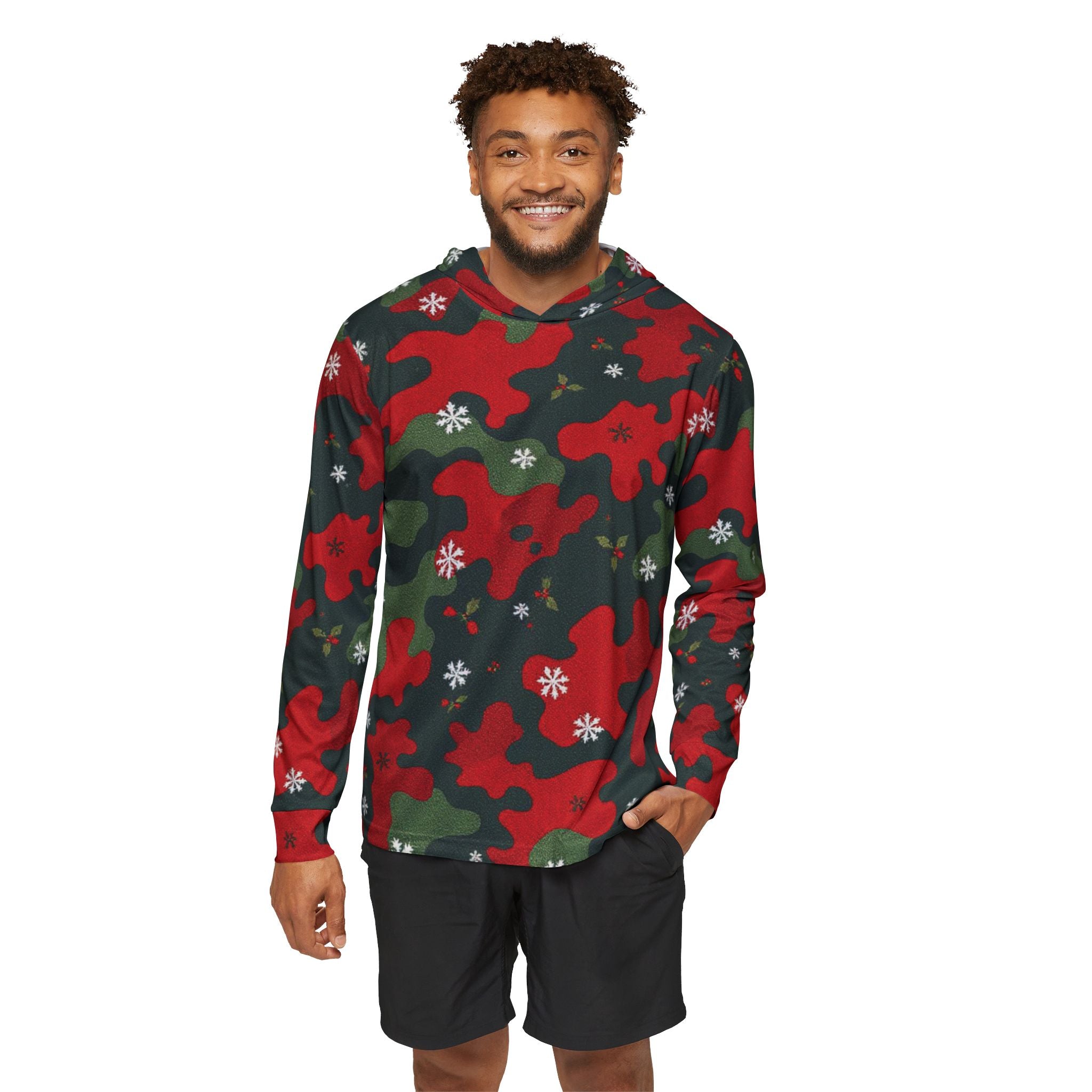 Holiday Camo Hoodie — Red & Green Christmas Patterned  Warmup Hoodie