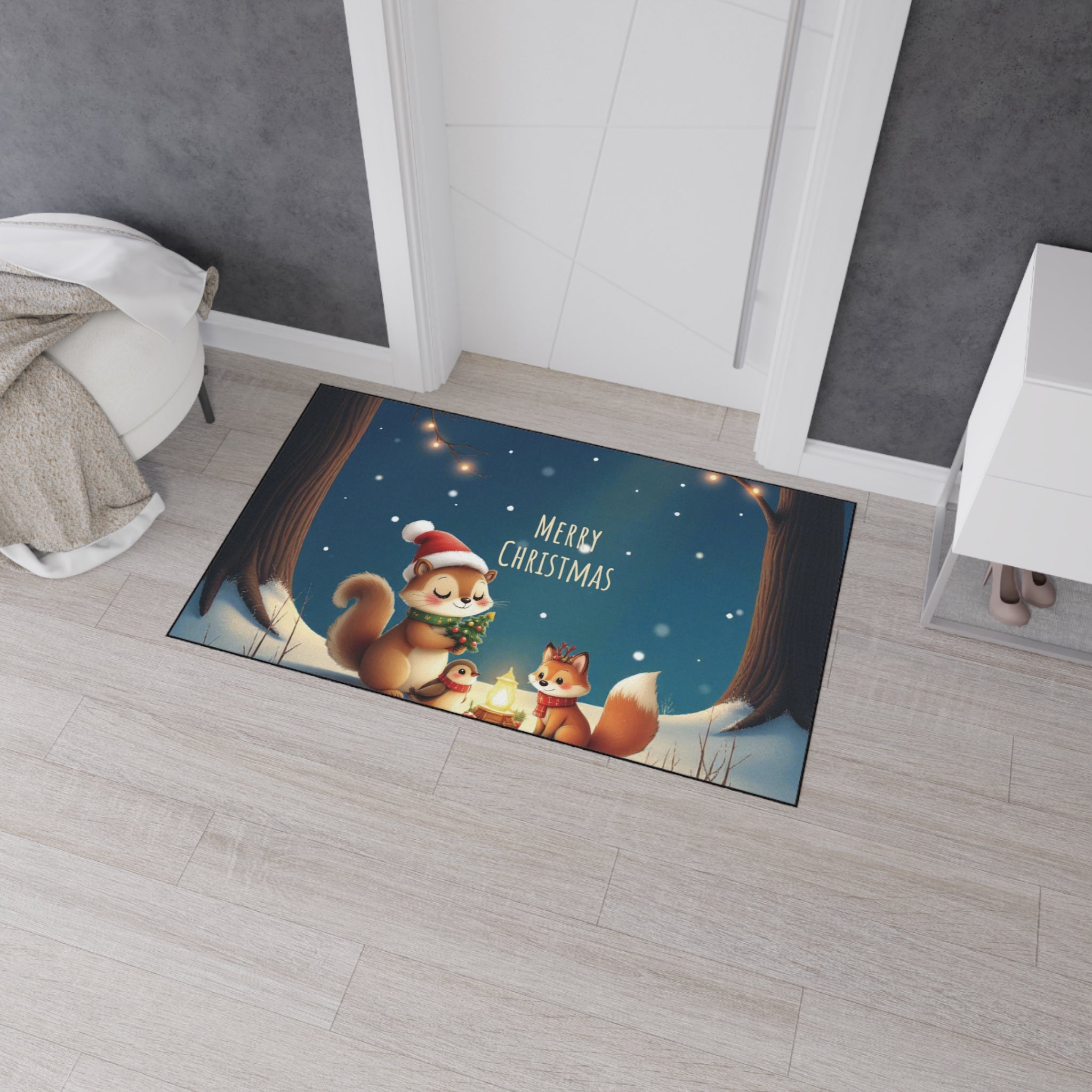 Christmas-Themed Heavy Duty Floor Mat with Merry Christmas Design