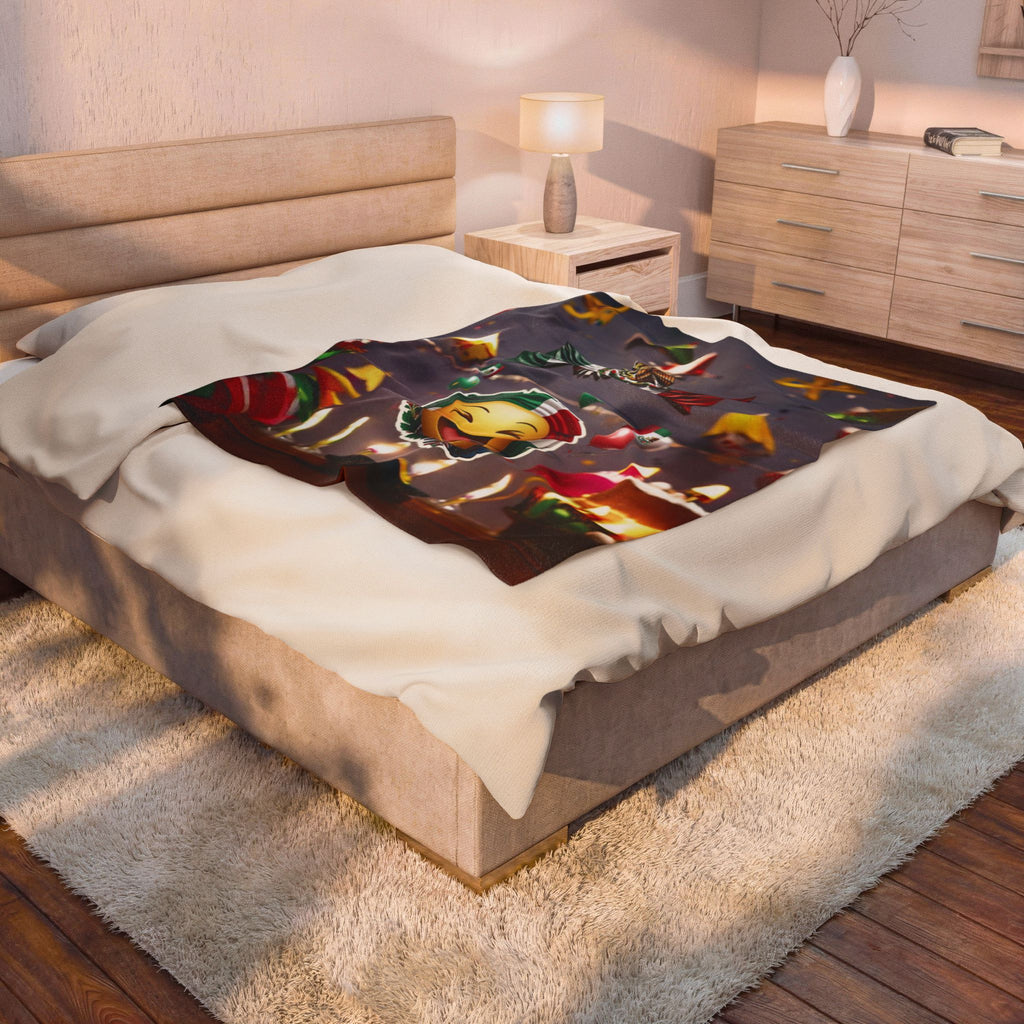 Mexican-themed velvet blanket: festive design for cozy gatherings and festivities