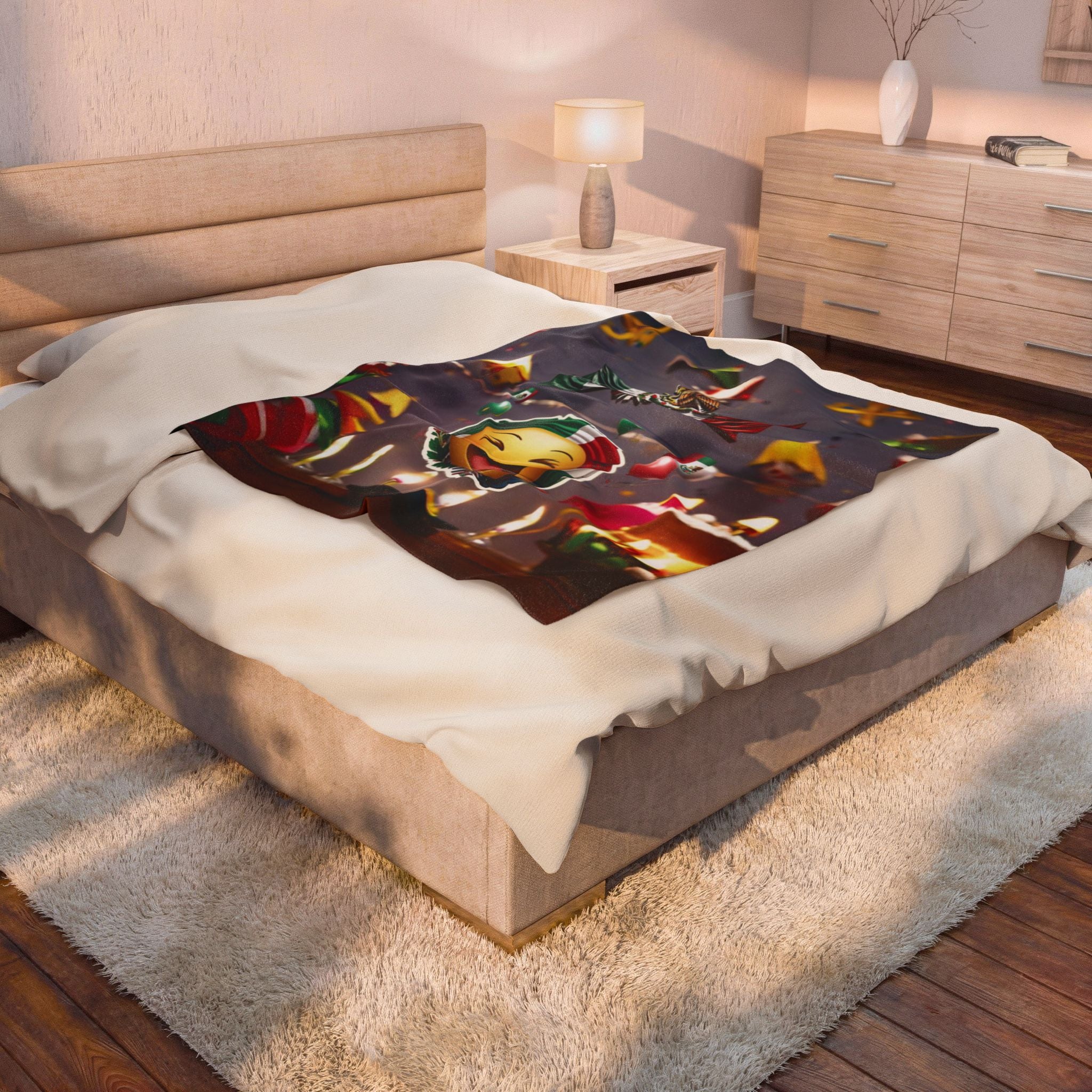 Mexican-themed velvet blanket: festive design for cozy gatherings and festivities