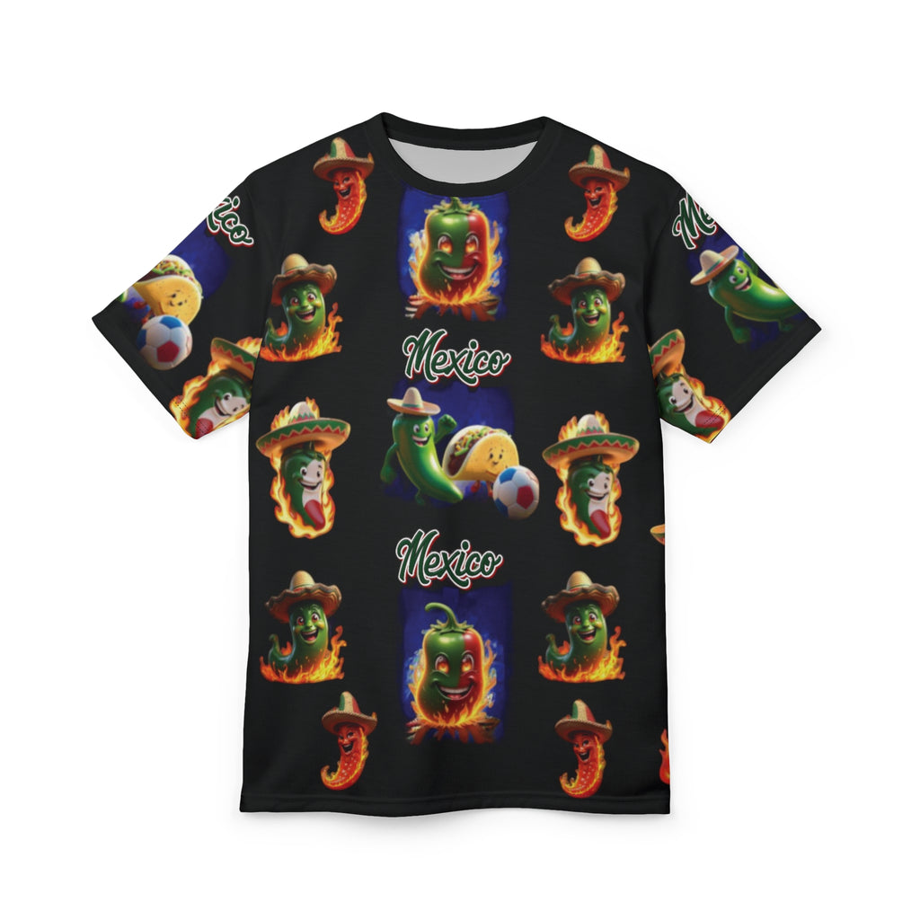 Camiseta unisex vibrante con temática mexicana para celebraciones festivas