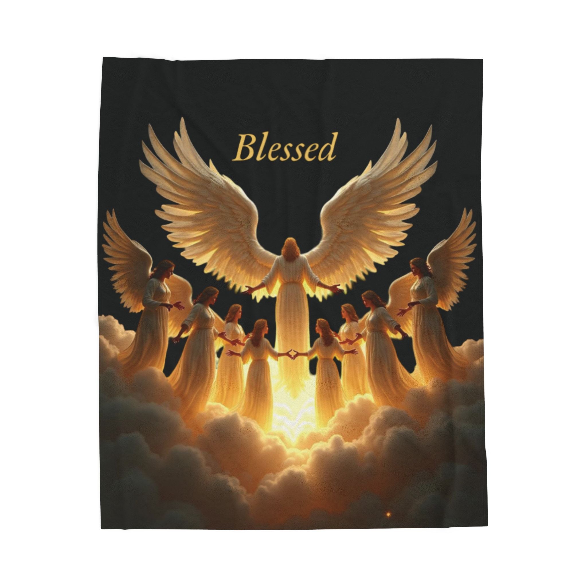 Blessed Angels Velveteen Plush Blanket - Cozy Comfort for Spiritual Moments