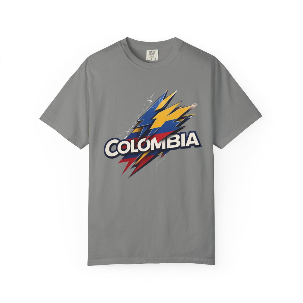 Garment-dyed unisex t-shirt from Colombia - Eye-catching lightning bolt design