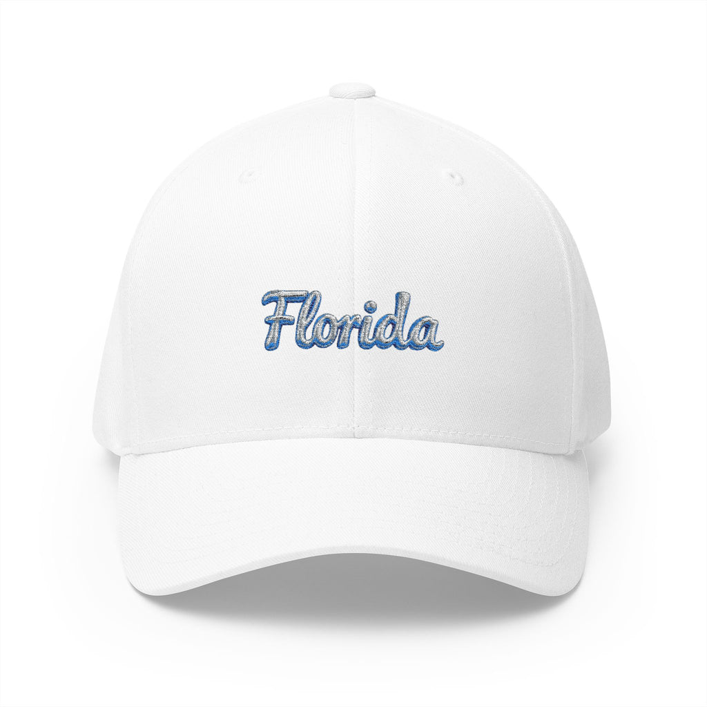 Florida Embroidered Baseball Cap — Script Floral Beach Logo