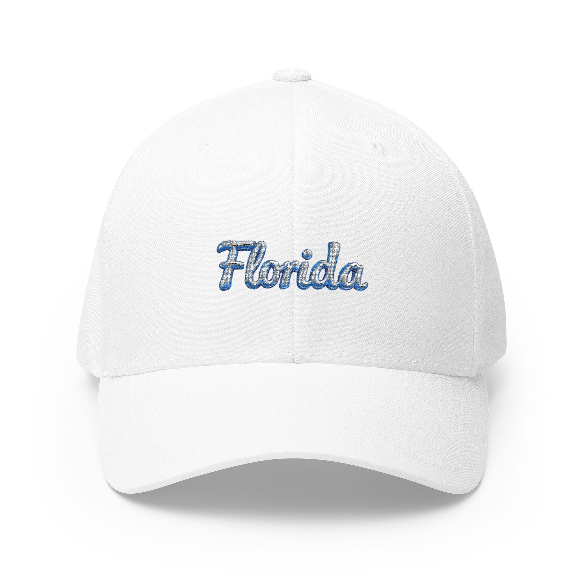 Florida Embroidered Baseball Cap — Script Floral Beach Logo