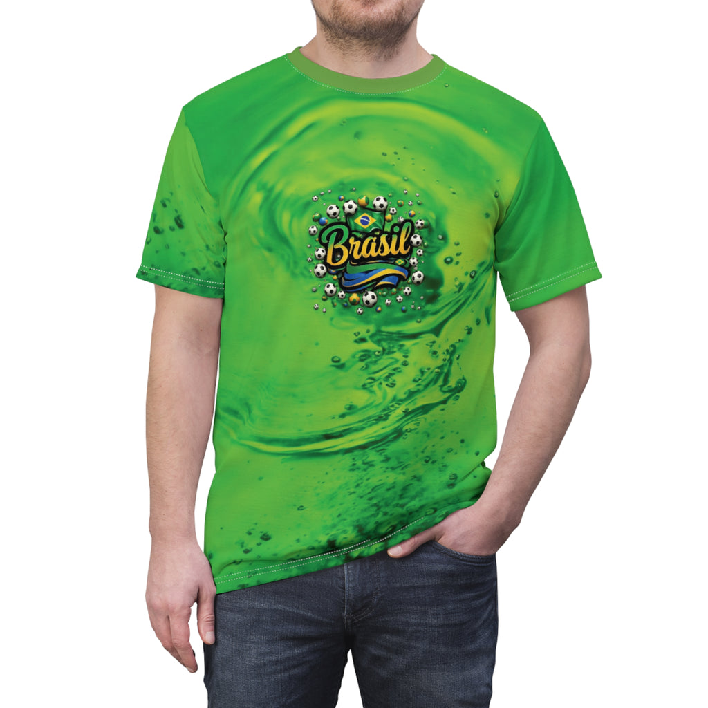 Camiseta de futebol Vibrant Brasil - Camiseta unissex com corte e costura