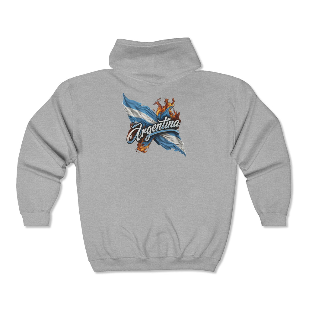 Unisex full-zip hoodie with the Argentine flag