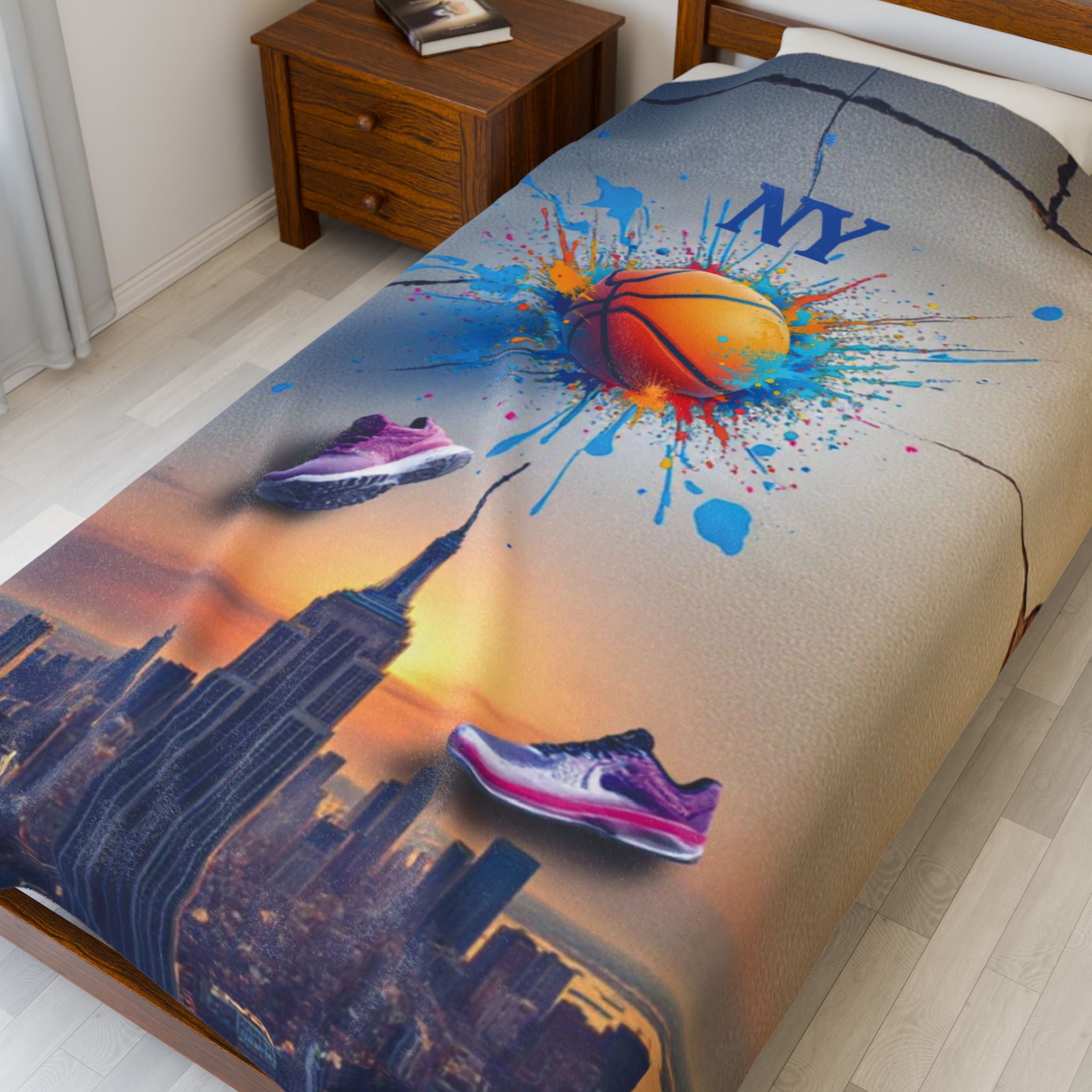 Urban Basketball Velveteen Plush Blanket