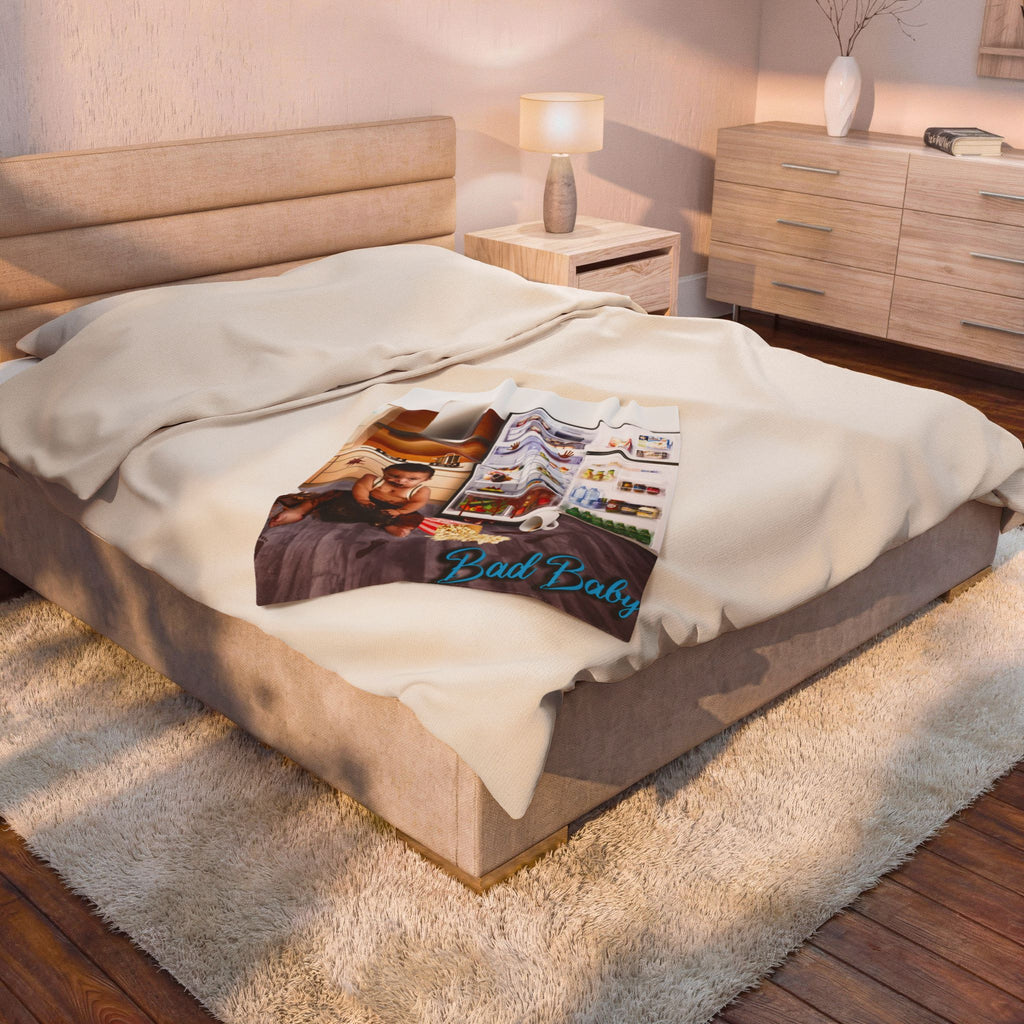 Velvet Plush Blanket - Funny Baby Mischief Design, Bad baby brand 