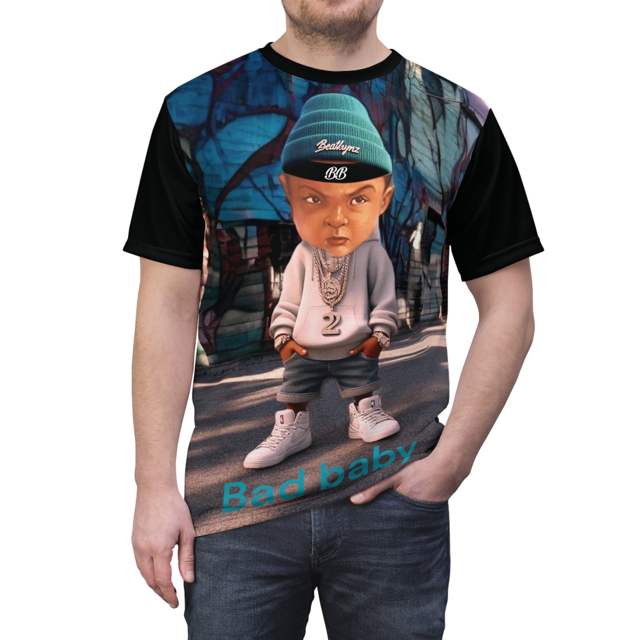 Cut &amp; Sew Men's Tee - Bad Baby Brand - Christmas Gift Idea 