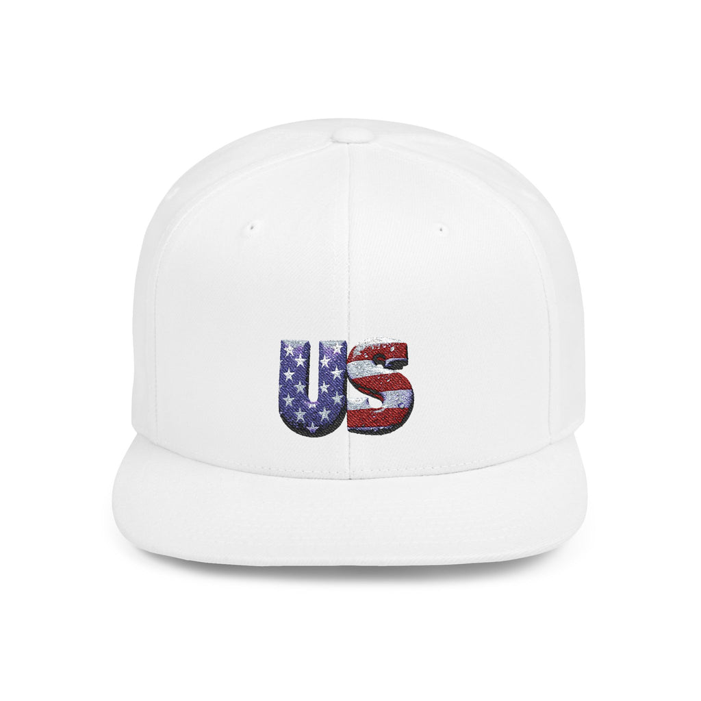 Patriotic Flat Bill Snapback Hat - 'US' Design