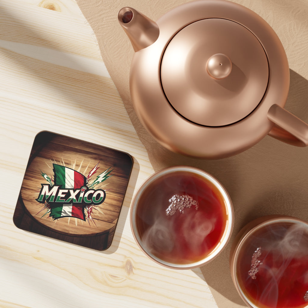 Posavasos de madera dura con la bandera mexicana: celebra la cultura en casa