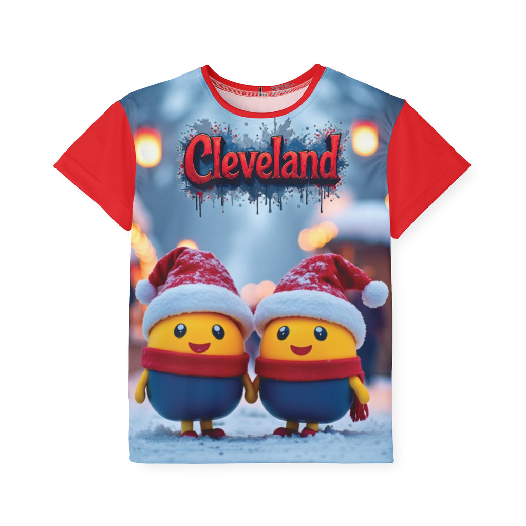 Cleveland Kids Jersey, Fun Holiday Jersey, Kids Team T-Shirt, Unique AOP Shirt, Perfect for Christmas, Gift