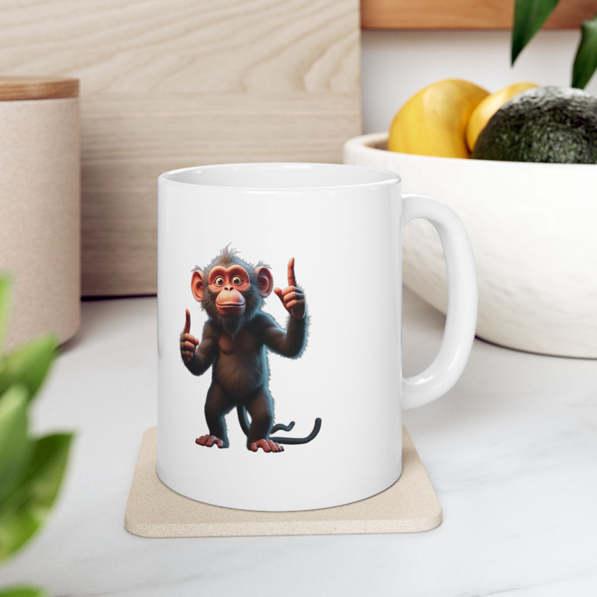 Funny Ceramic Mug with Cartoon Monkey Design - Perfect for Gifts, Collectibles, Home Décor, Office Humor, or Coffee Lovers 