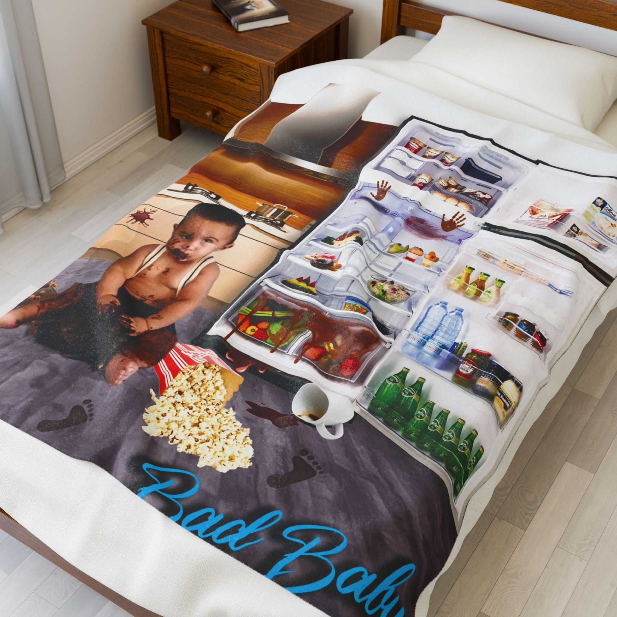 Velvet Plush Blanket - Funny Baby Mischief Design,  Bad baby brand