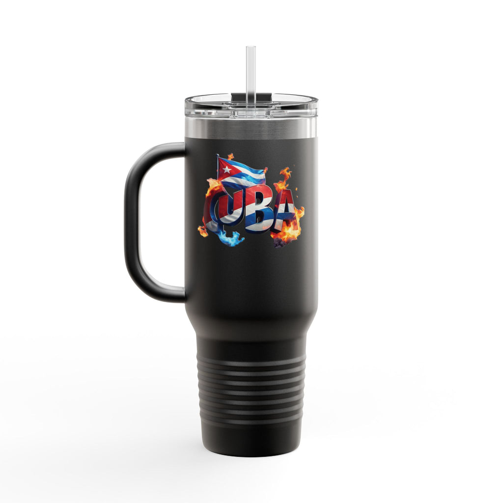 Taza de viaje térmica de 40 oz - Diseño estilo cubano con pajita