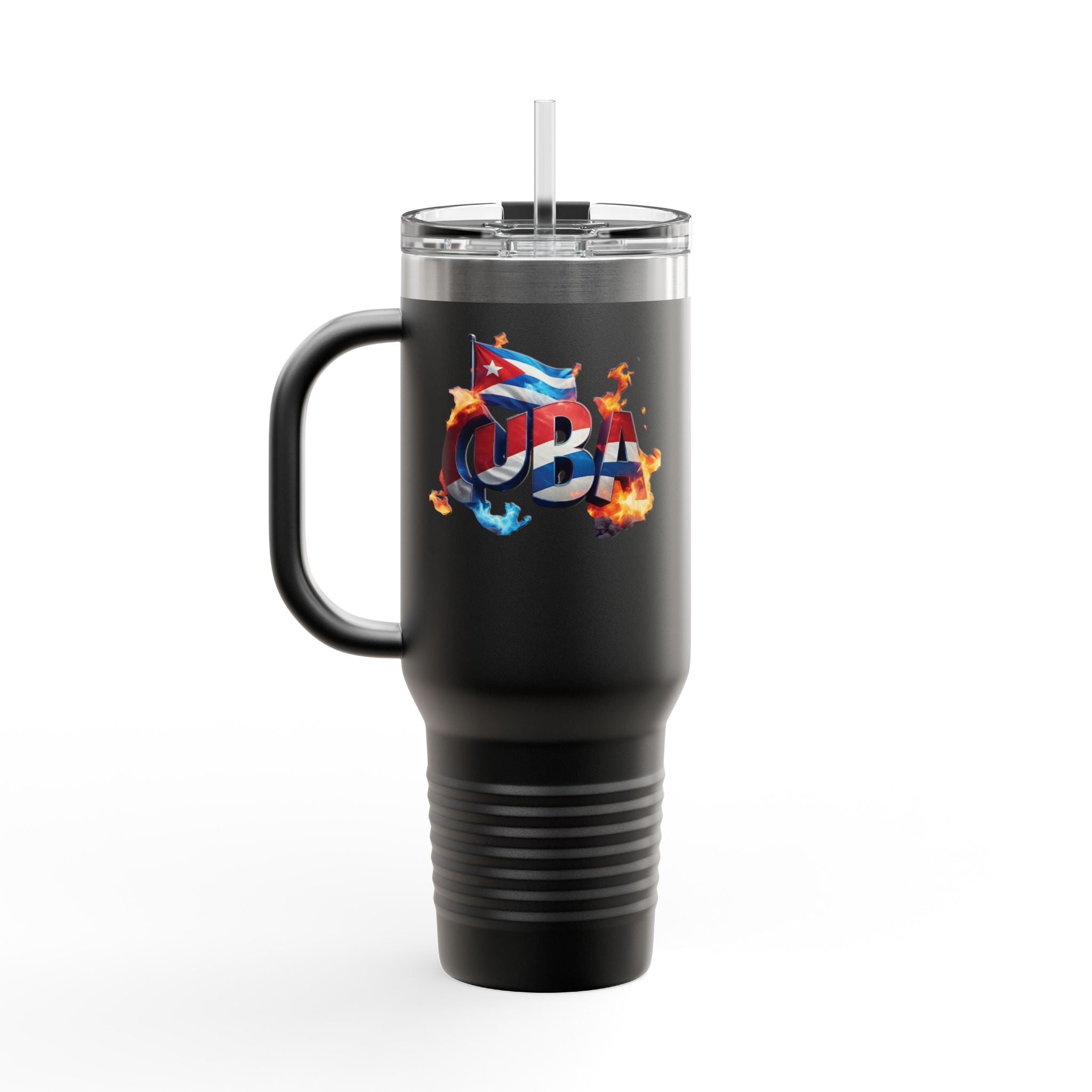 Taza de viaje térmica de 40 oz - Diseño estilo cubano con pajita