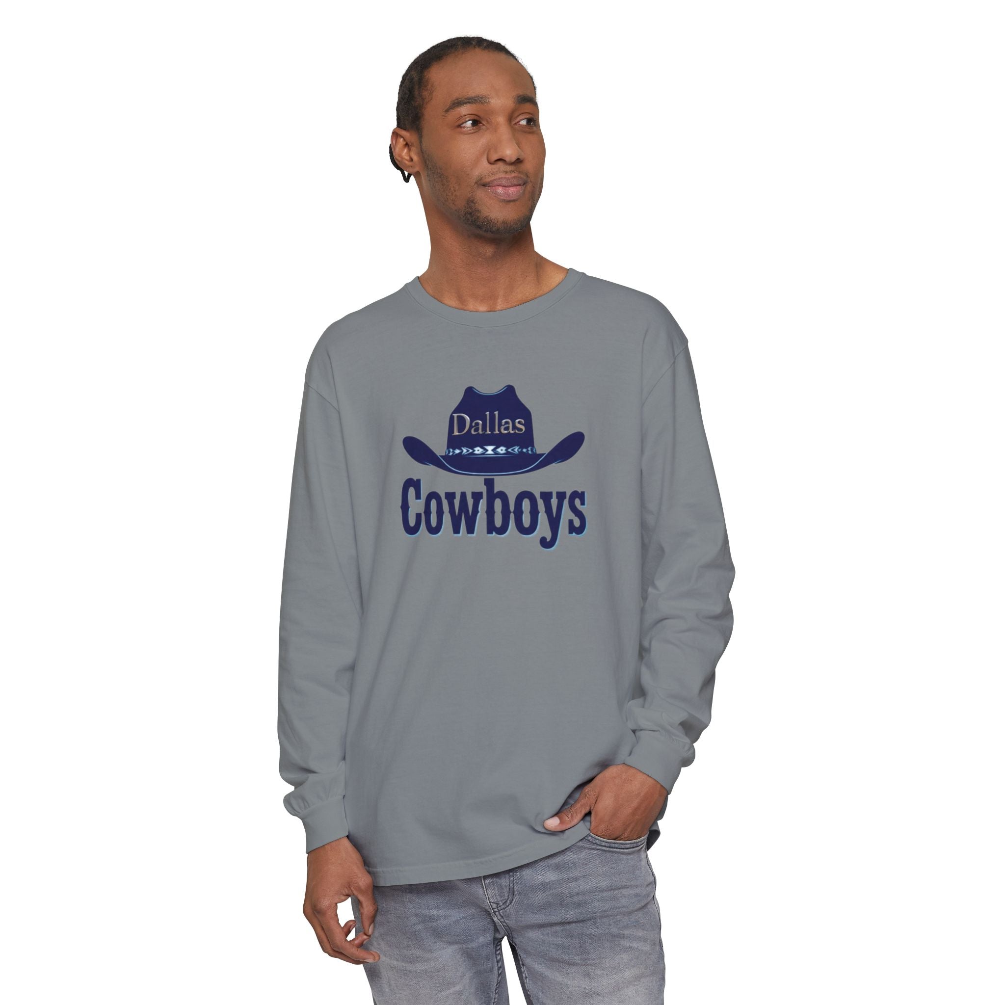Cowboys Long Sleeve T-Shirt, Unisex Sports Tee, for Gift, Cowboy Hat Design 