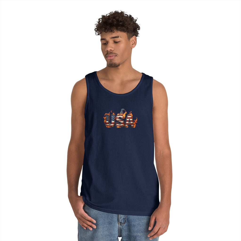 USA Heavy Cotton Tank Top for Casual Summer Outings and Celebrations