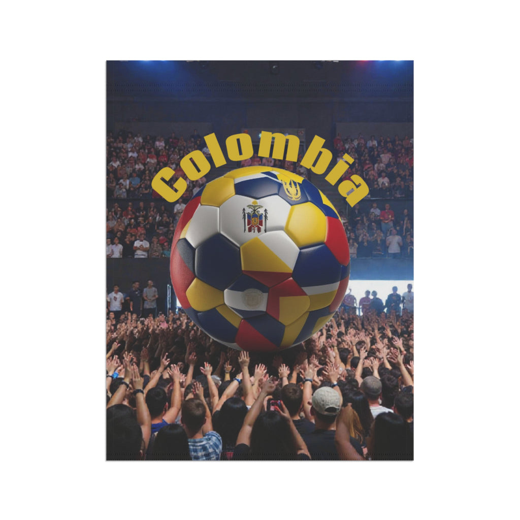 Colombia Soccer Fan Garden Flag – Colombia Text with National Flag Soccer Ball Outdoor Banner