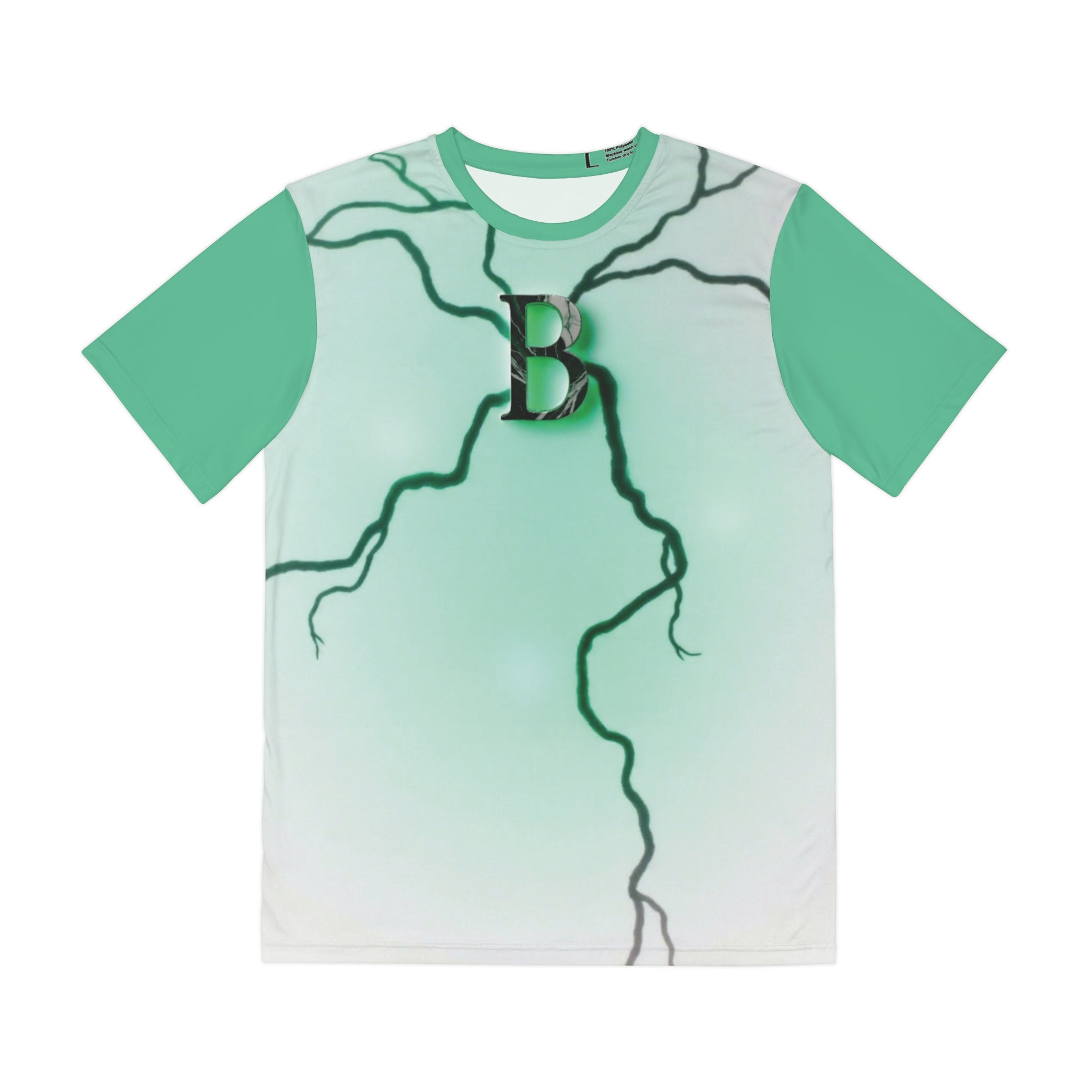 Monogram 'B' Lightning Men’s Tee — Mint Graphic Polyester Shirt