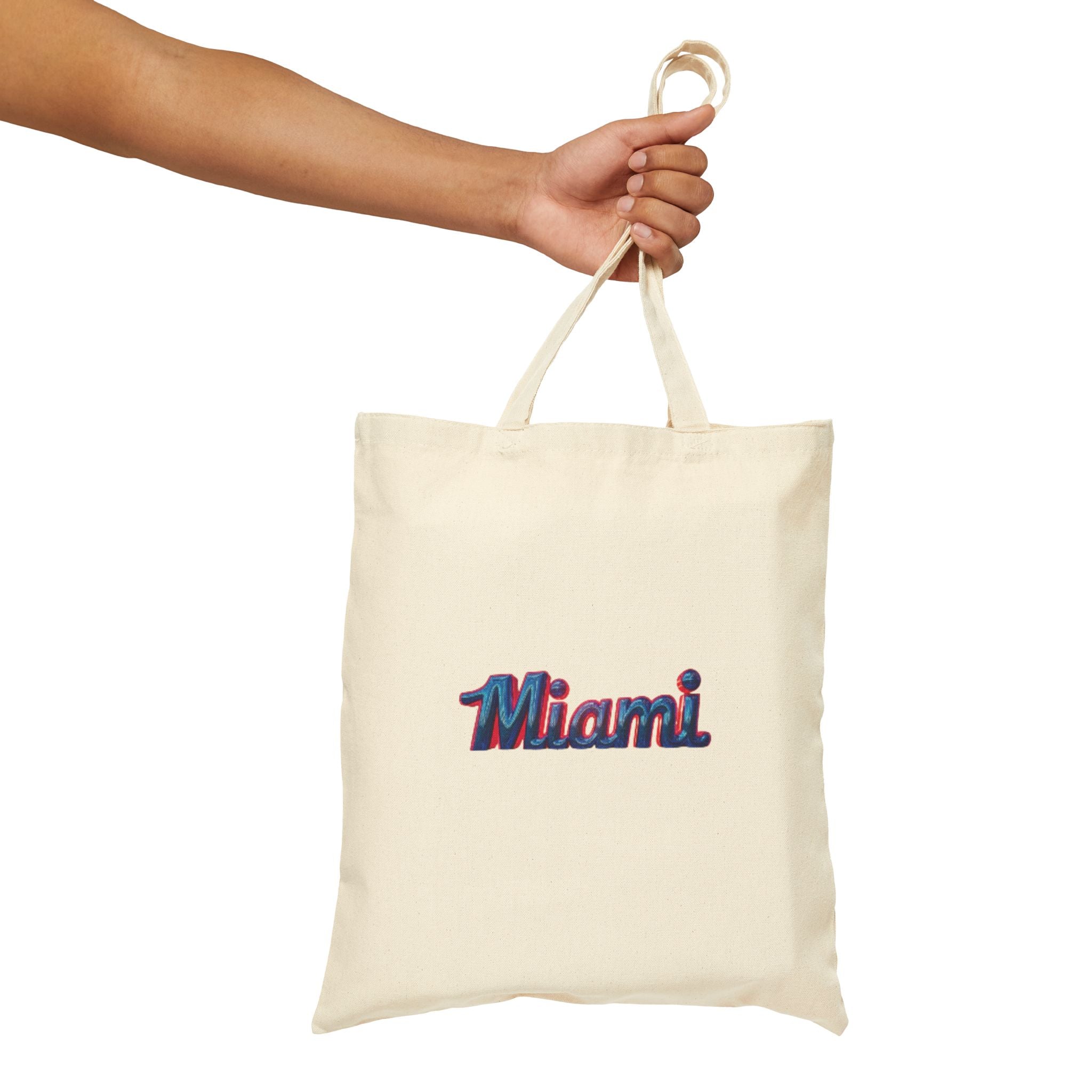 Miami Retro Script Canvas Tote Bag — Vintage 80s Vibe Beach & City Shopper