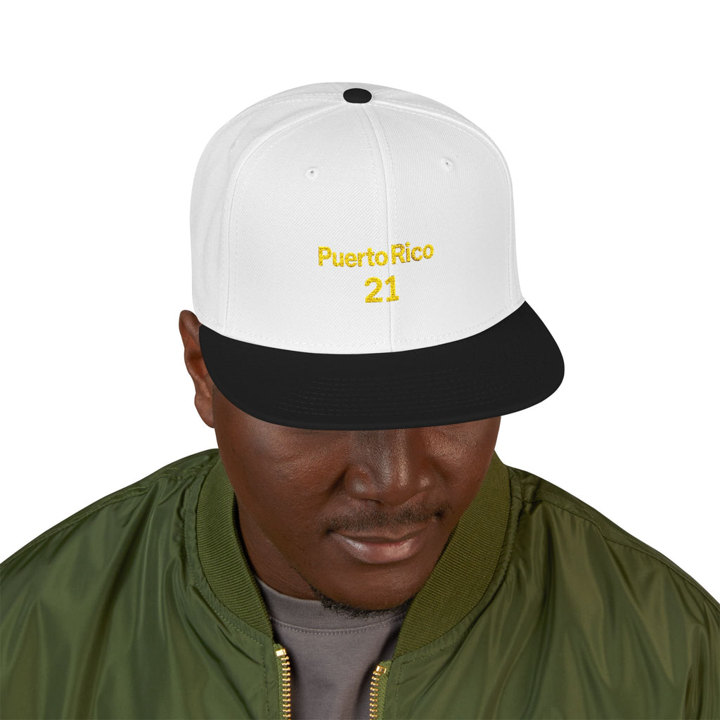 Gorra Snapback bordada Puerto Rico 21: una gorra elegante para los fanáticos del deporte o para uso casual