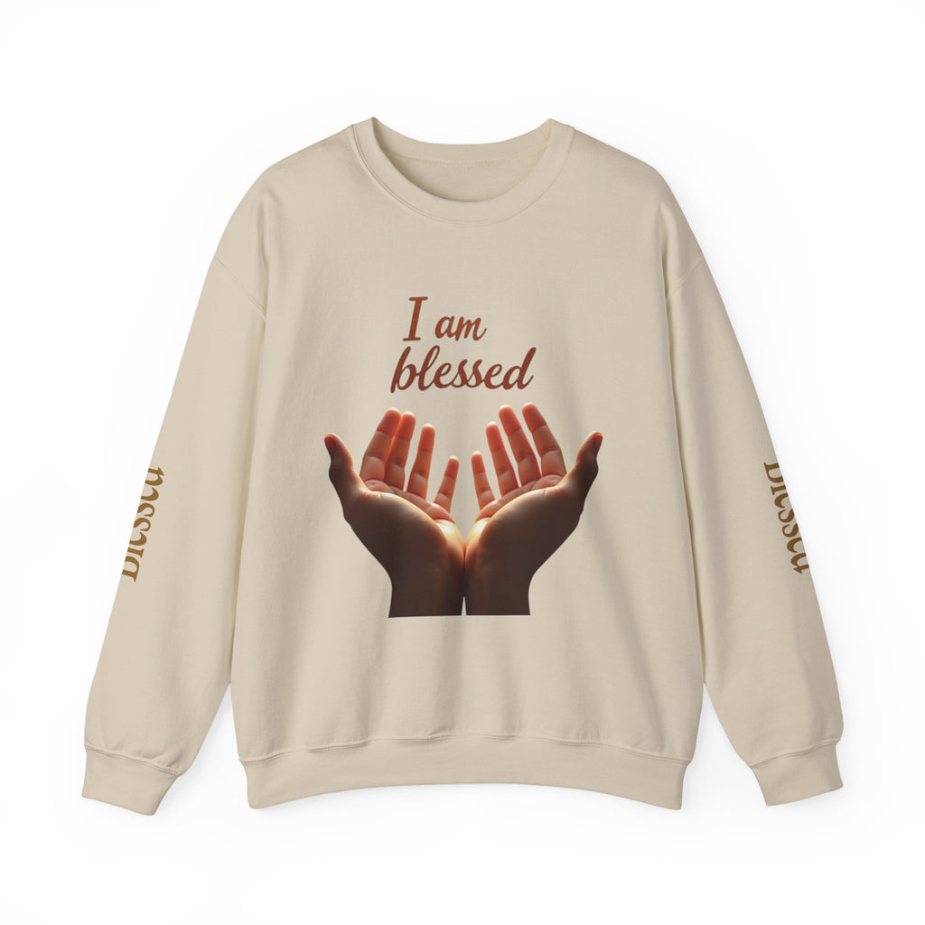 Blessed Hands Crewneck Sweatshirt | Inspirational Apparel for Everyday Wear, Gratitude Gifts, Cozy Comfort, Faith-Based Fashion