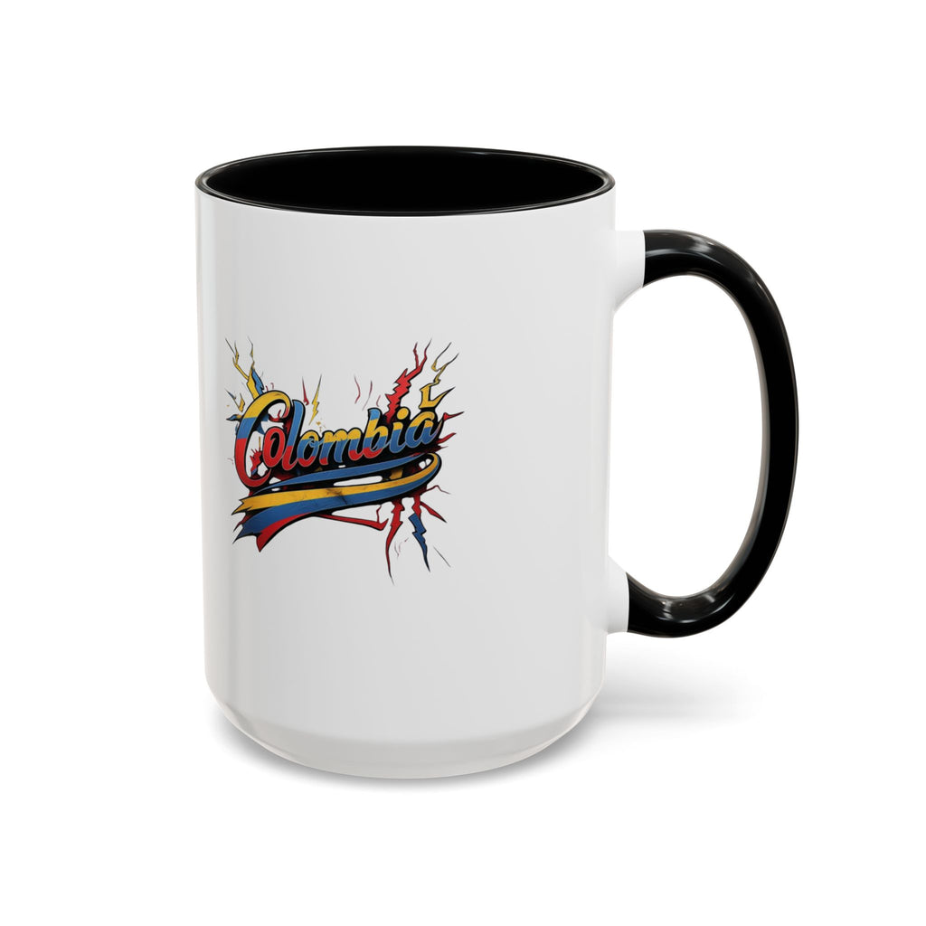 Taza de café con acento colombiano (325 ml y 440 ml), ideal para amantes del café y como regalo.