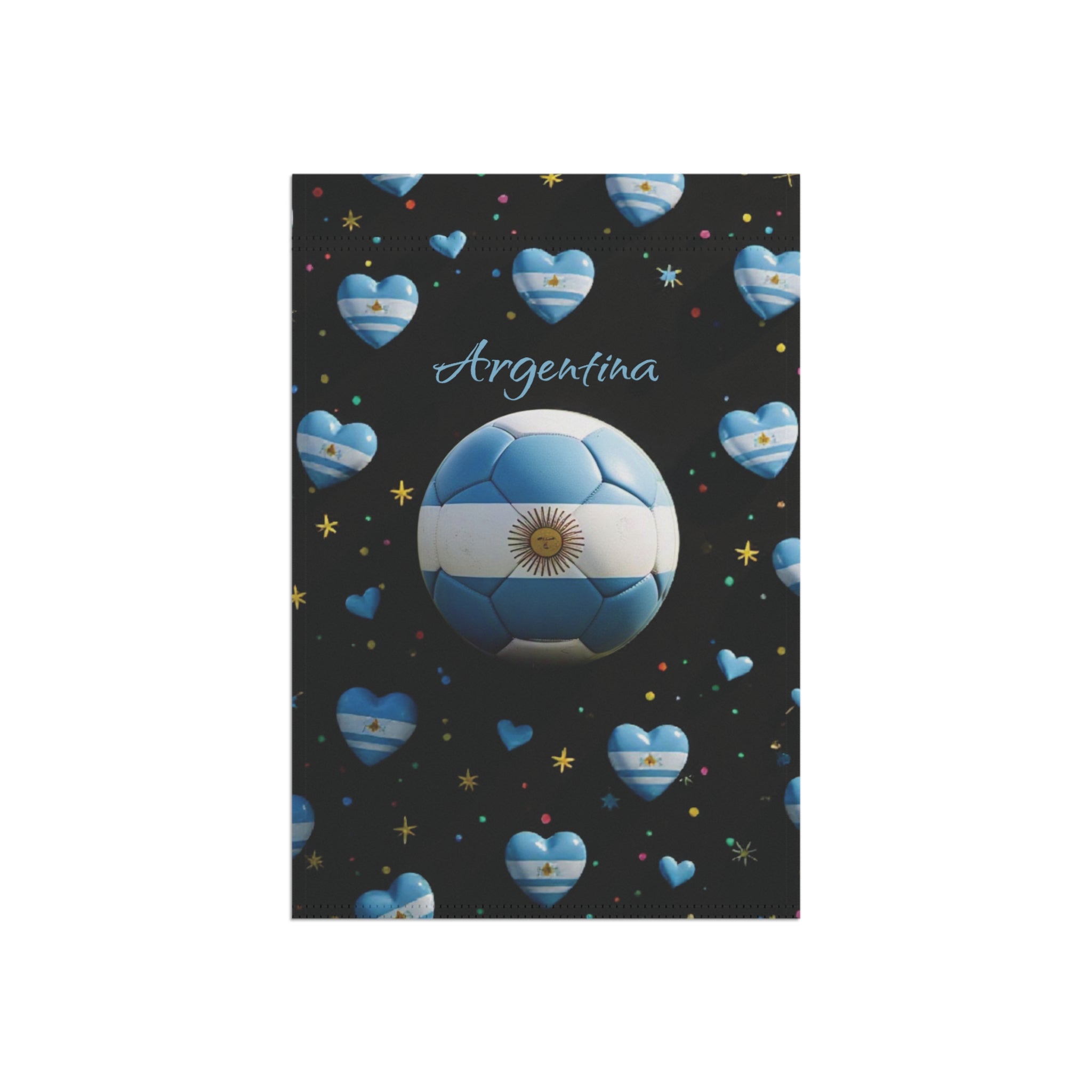 Argentina Soccer Garden Flag — Argentina Heart Soccer Ball House Banner