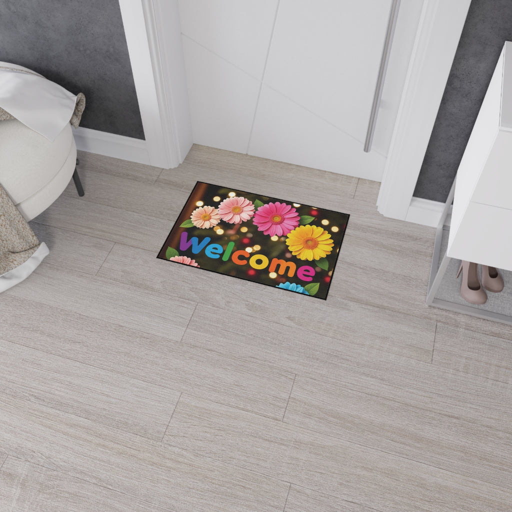 Colorful Welcome Floor Mat - Durable Doormat for Home Entry, Perfect for Spring Decor, Housewarming Gift, Indoor/Outdoor Use 