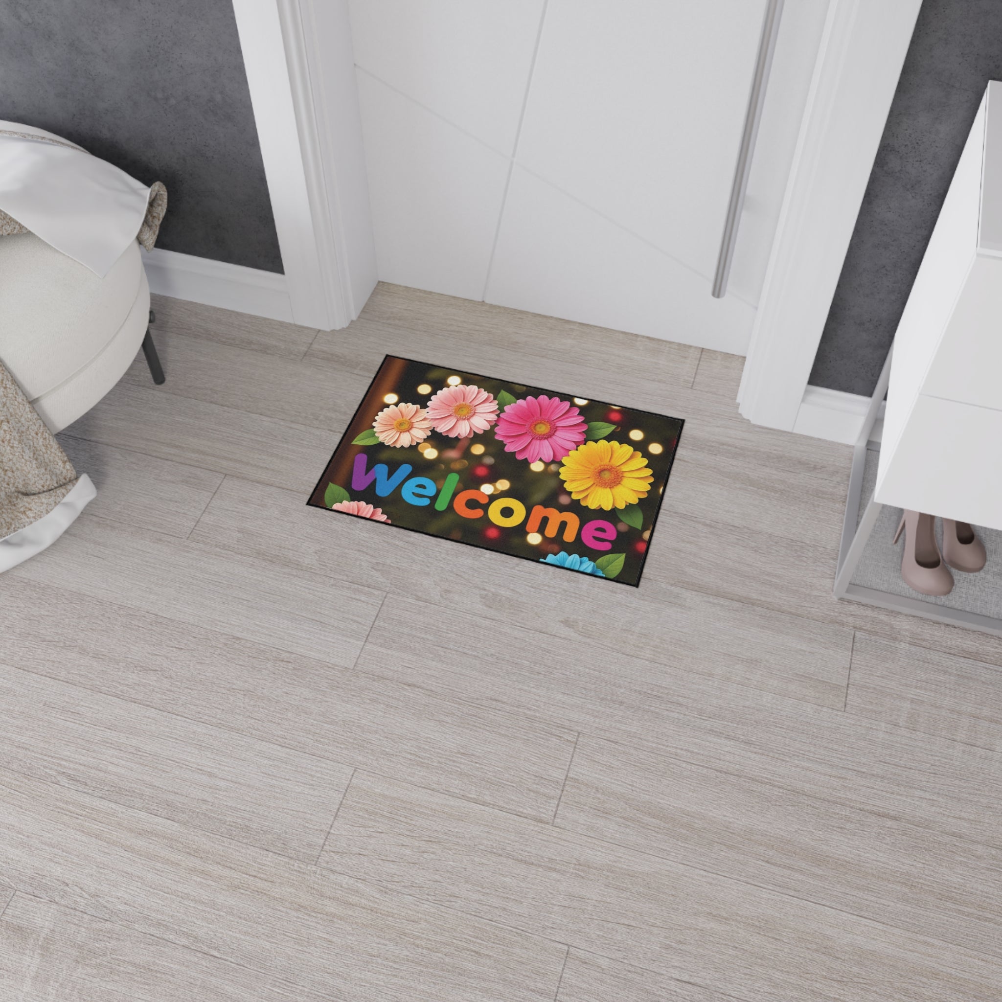 Colorful Welcome Floor Mat - Durable Doormat for Home Entry, Perfect for Spring Decor, Housewarming Gift, Indoor/Outdoor Use 