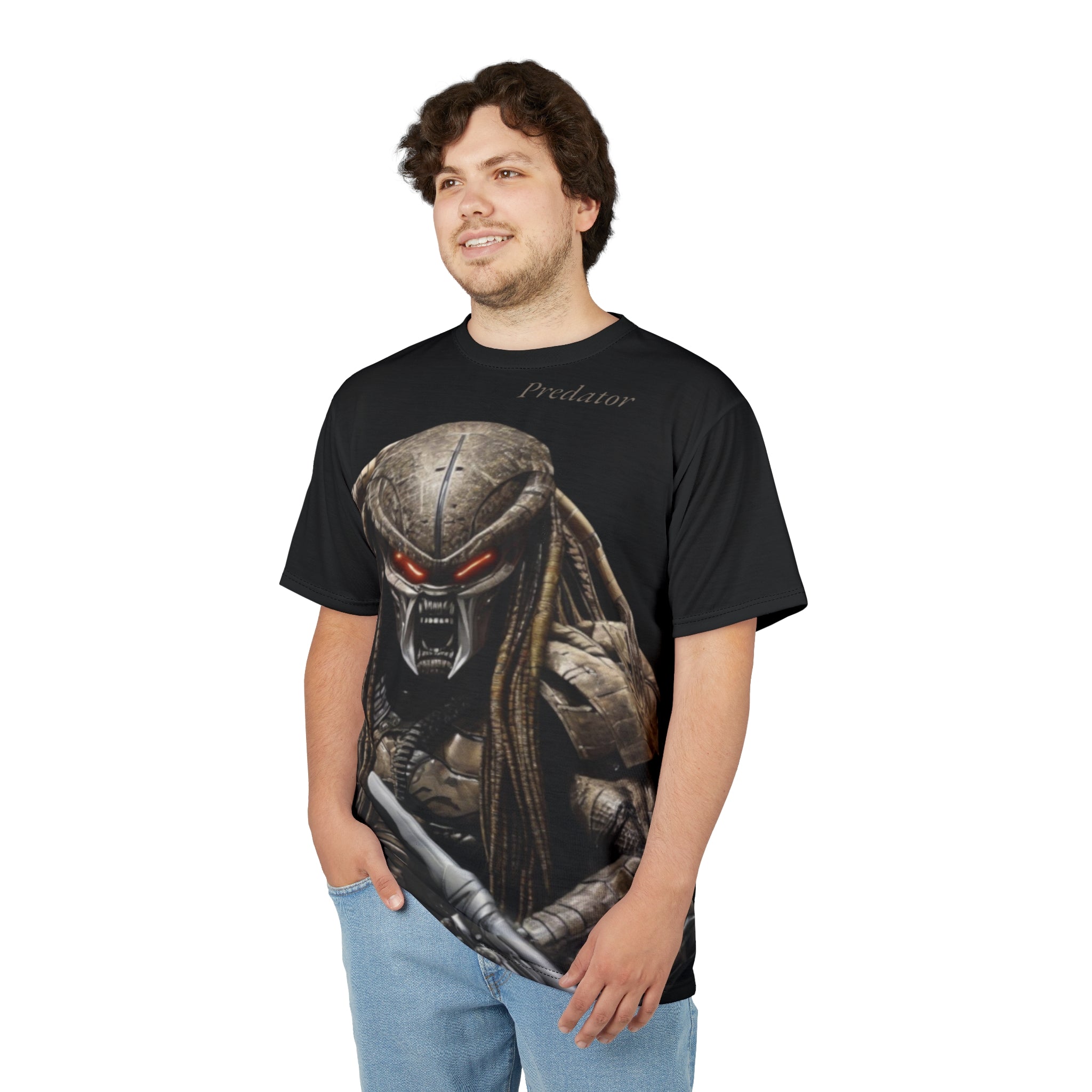 Predator artificial intelligence image t-shirt, black  color for men cut and sew: stylish casual t-shirt,