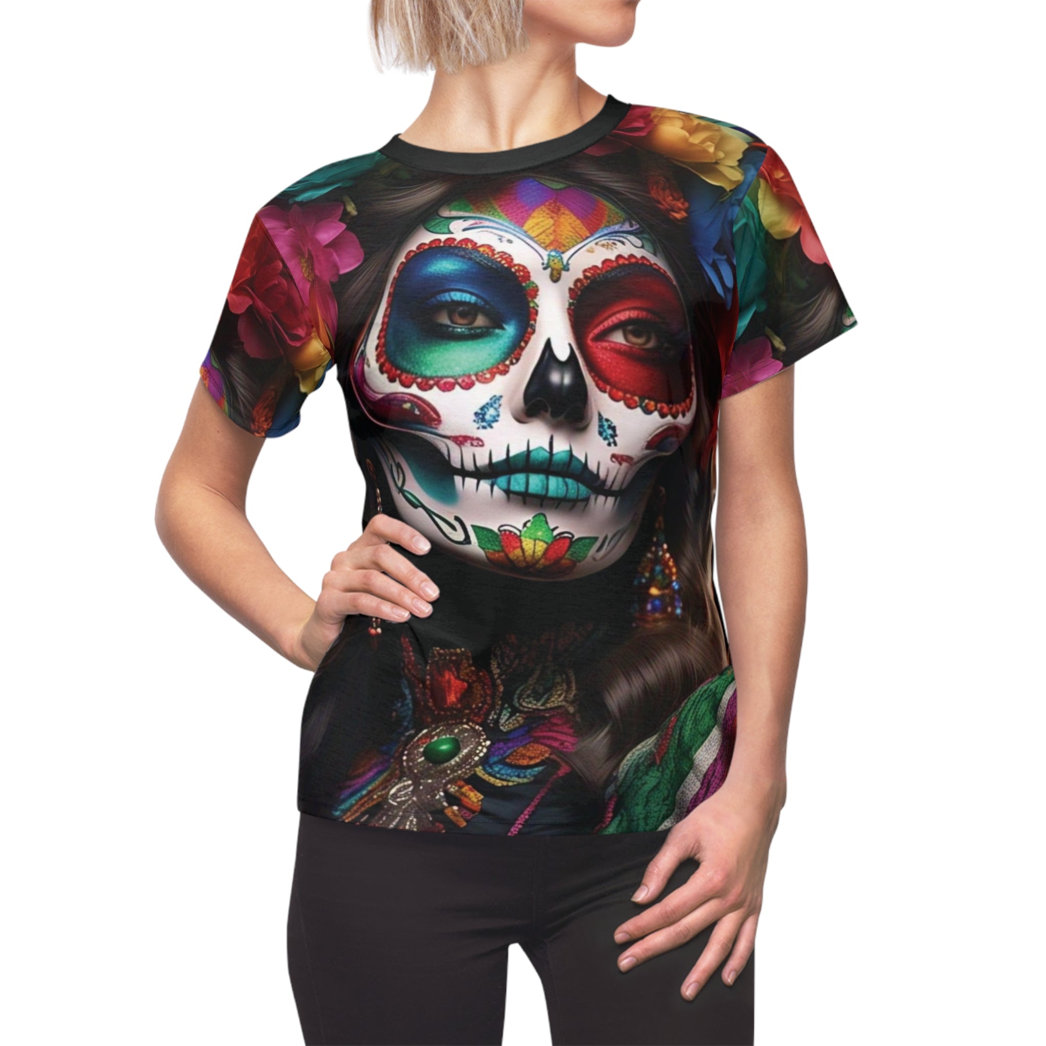 Camiseta Calavera Mexicana Arte Colorido – Día de Muertos