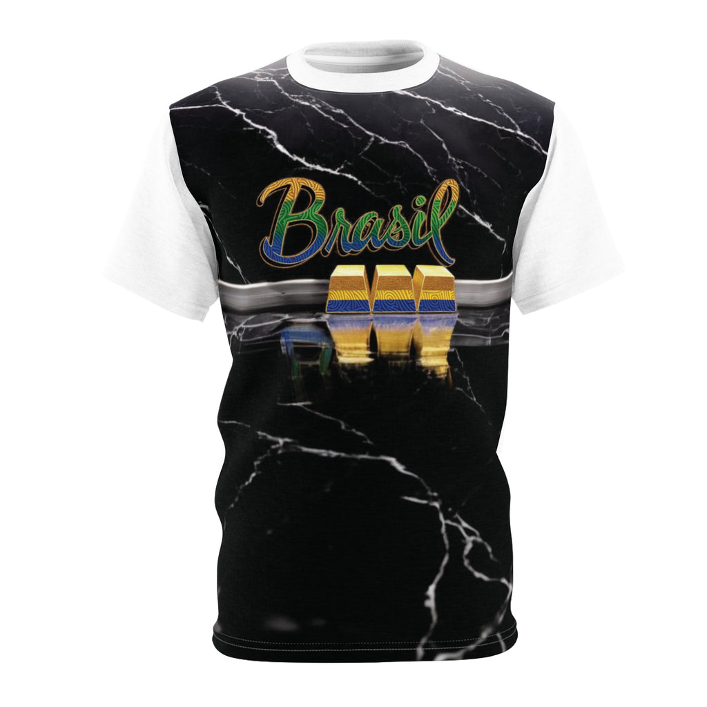 Camiseta unissex com corte e costura Brazilian Vibes - Design elegante em mármore