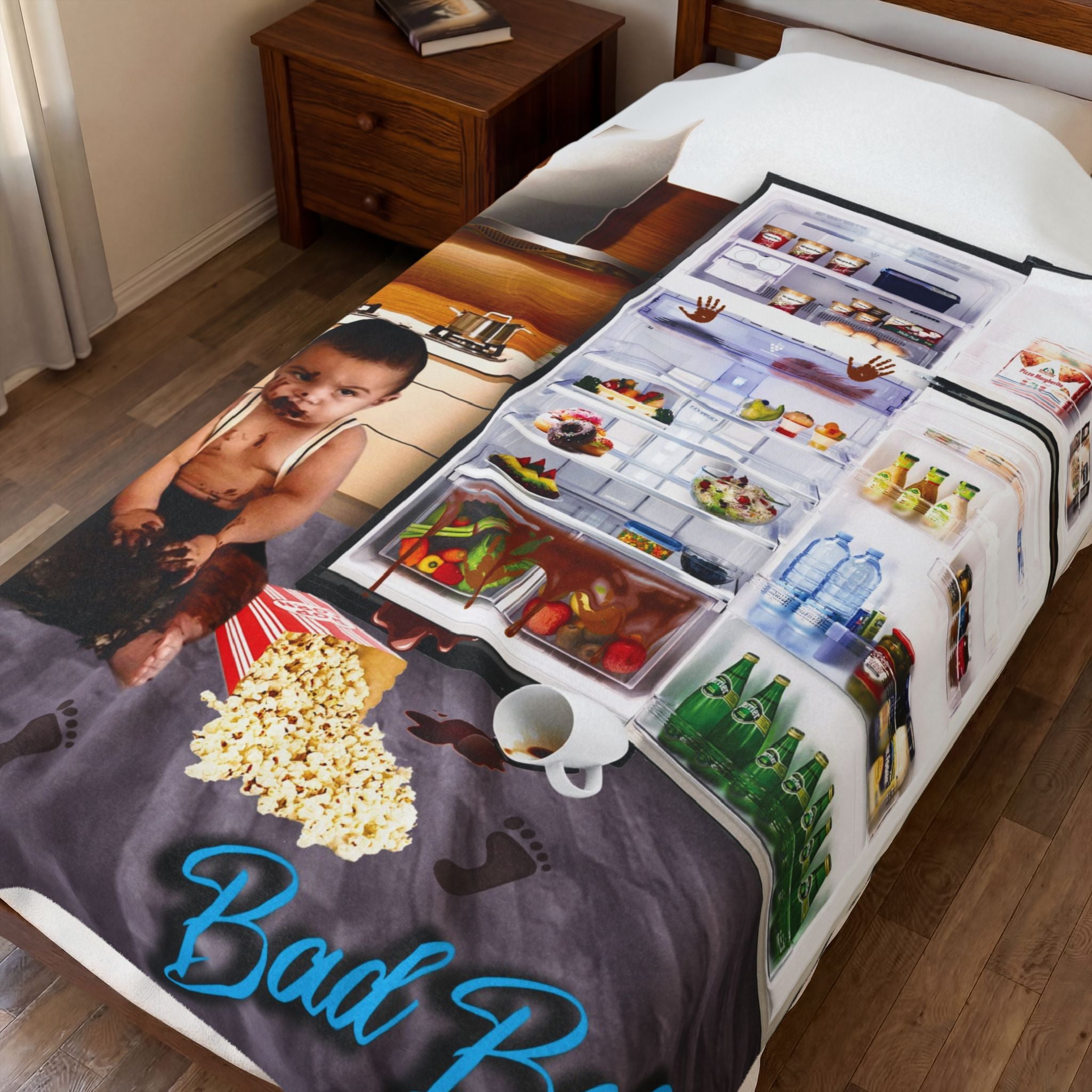 Velvet Plush Blanket - Funny Baby Mischief Design, Bad baby brand 