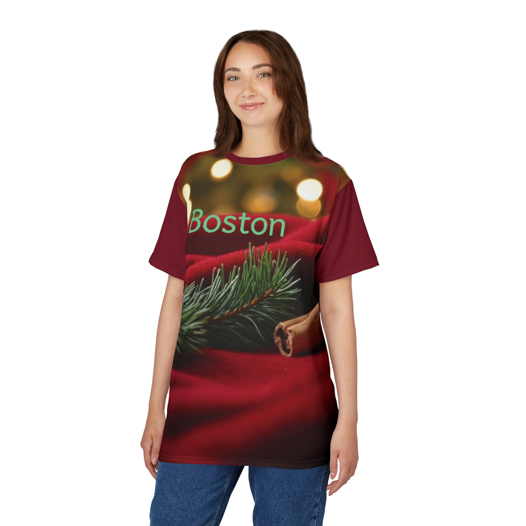 Festive Holiday Tee, Christmas Gift Shirt, Customizable Graphic Tee, Unisex Holiday Apparel, Boston Christmas Style Shirt