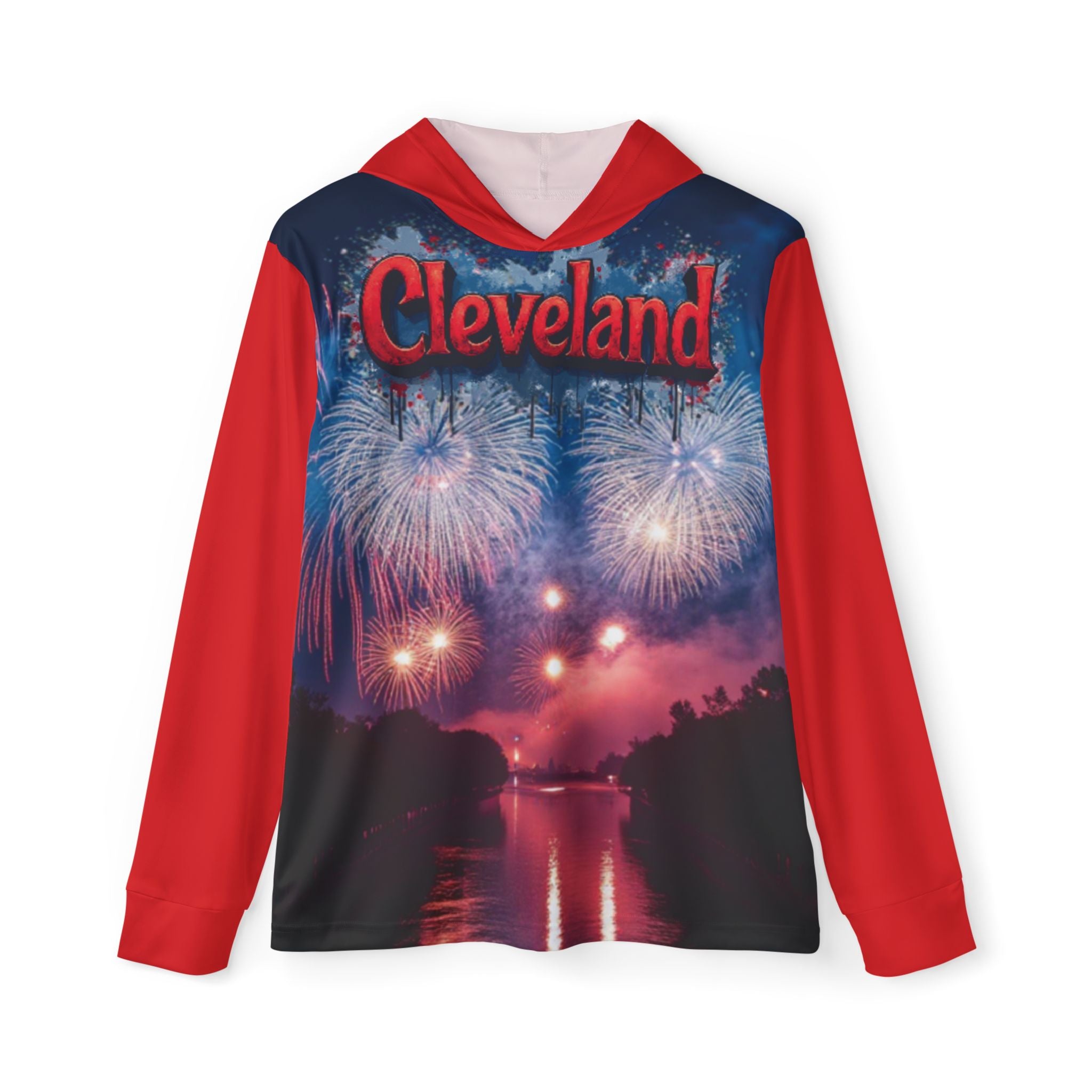 Cleveland Fireworks Hoodie — Men’s Red Sports Warmup Pullover