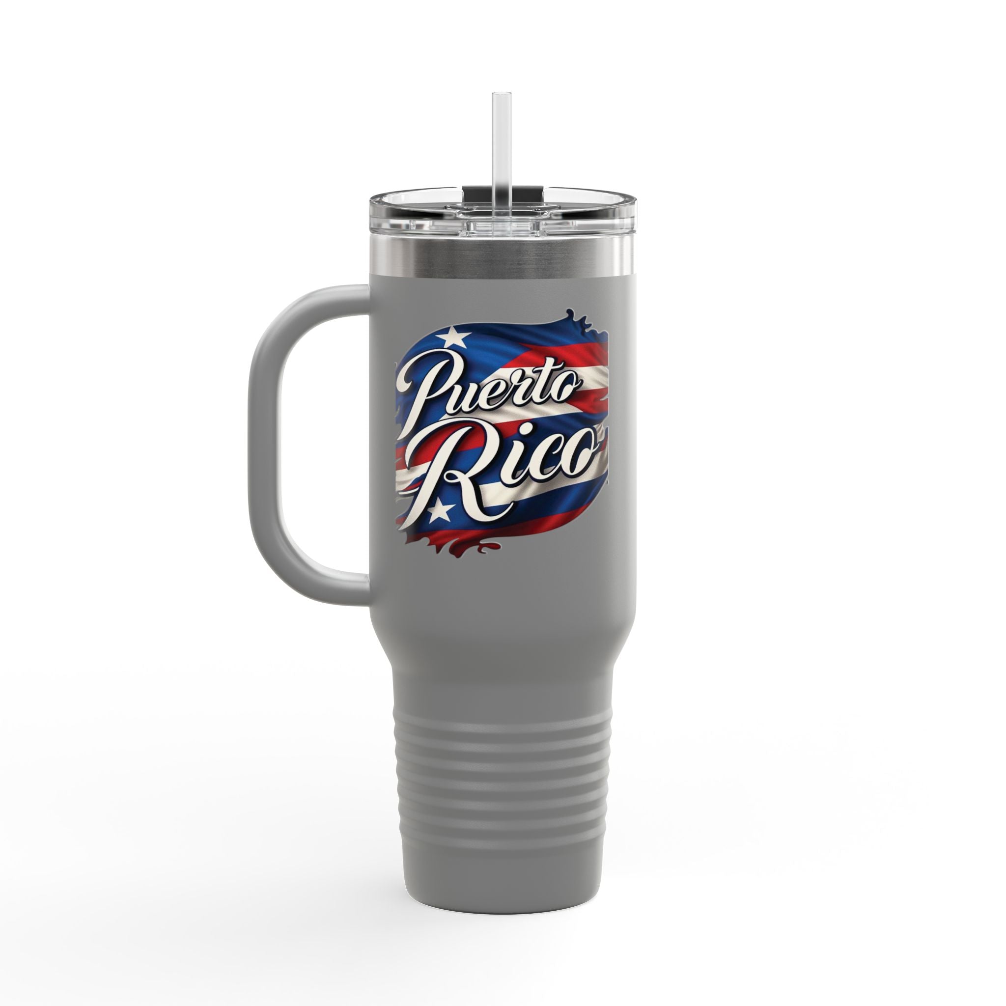 Taza de viaje con aislamiento patriótico de 40 oz, perfecta para aventuras al aire libre o para regalar.
