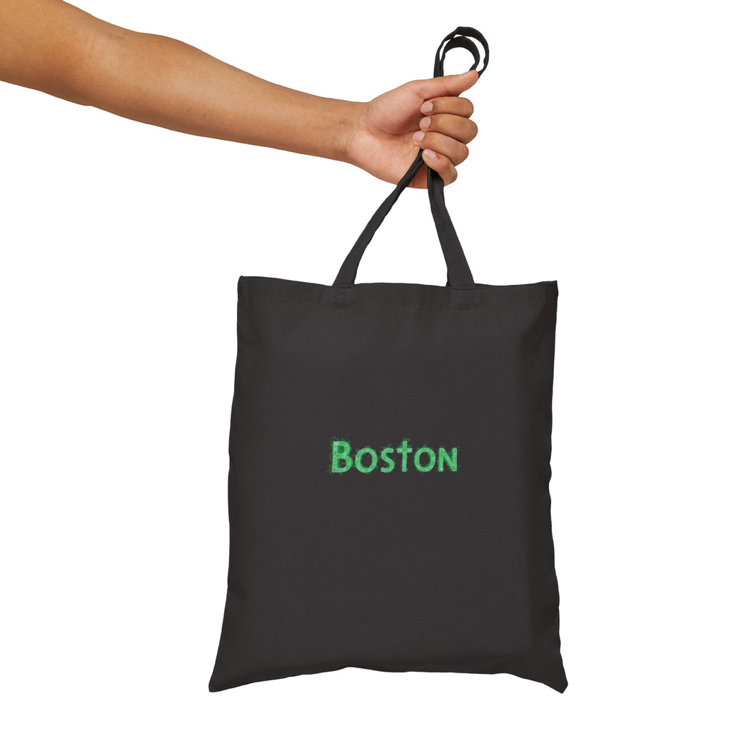 Boston Canvas Tote Bag — Green Embroidered City Market Tote