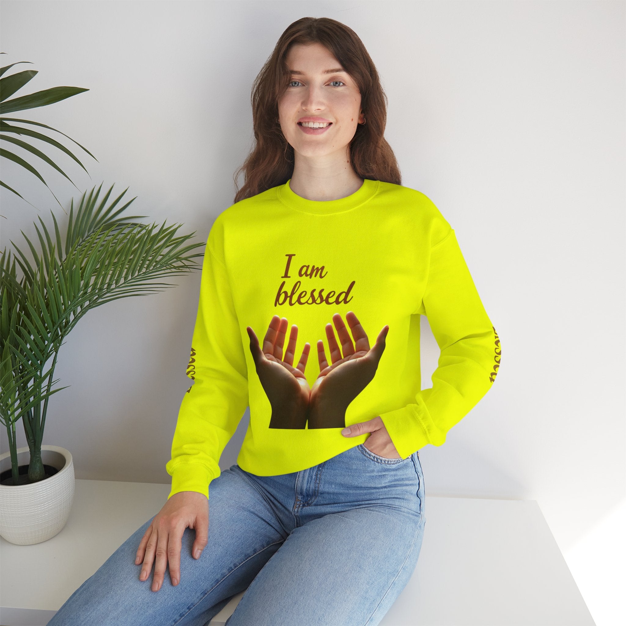 Blessed Hands Crewneck Sweatshirt | Inspirational Apparel for Everyday Wear, Gratitude Gifts, Cozy Comfort, Faith-Based Fashion