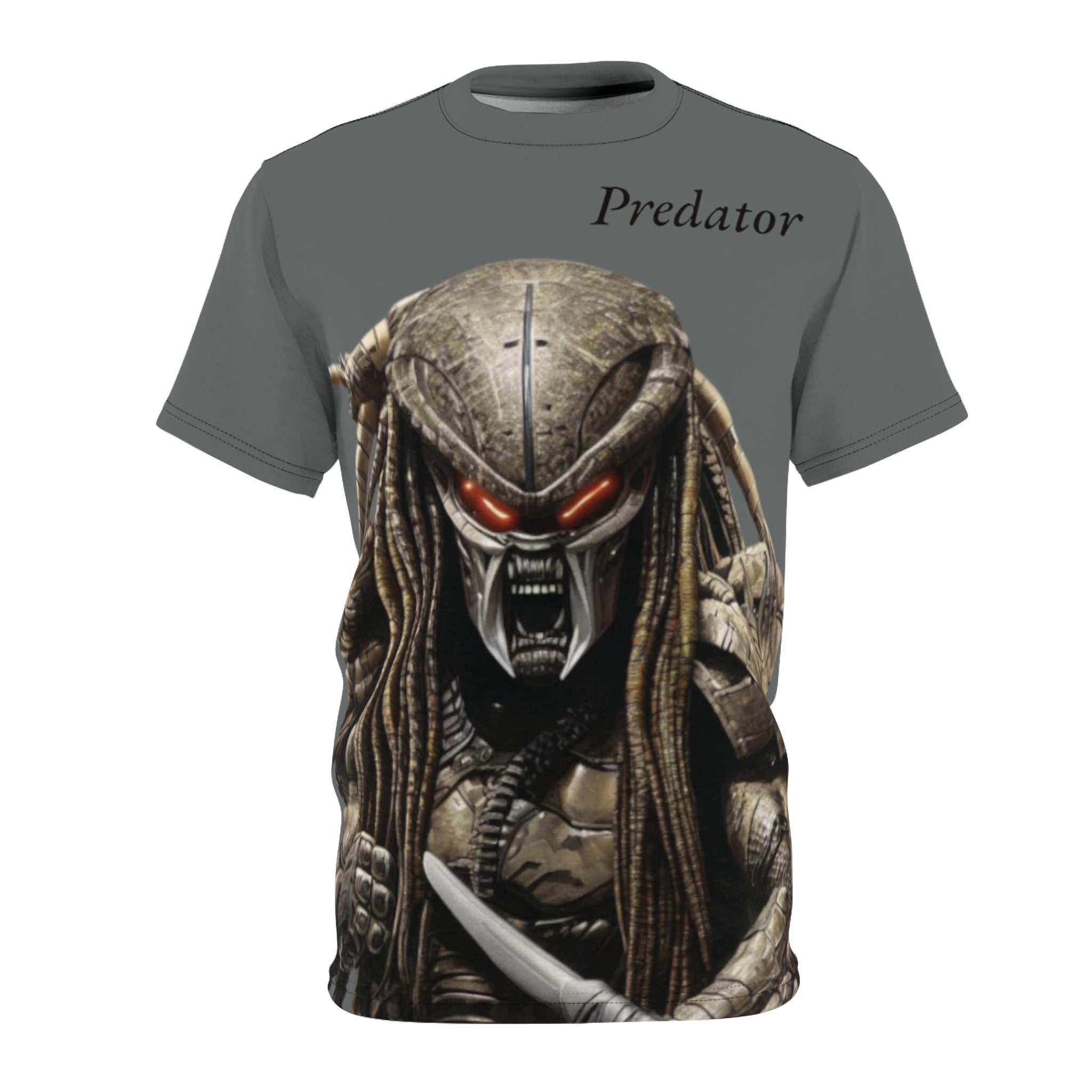 Predator artificial intelligence image t-shirt, grey color for men cut and sew: stylish casual t-shirt,