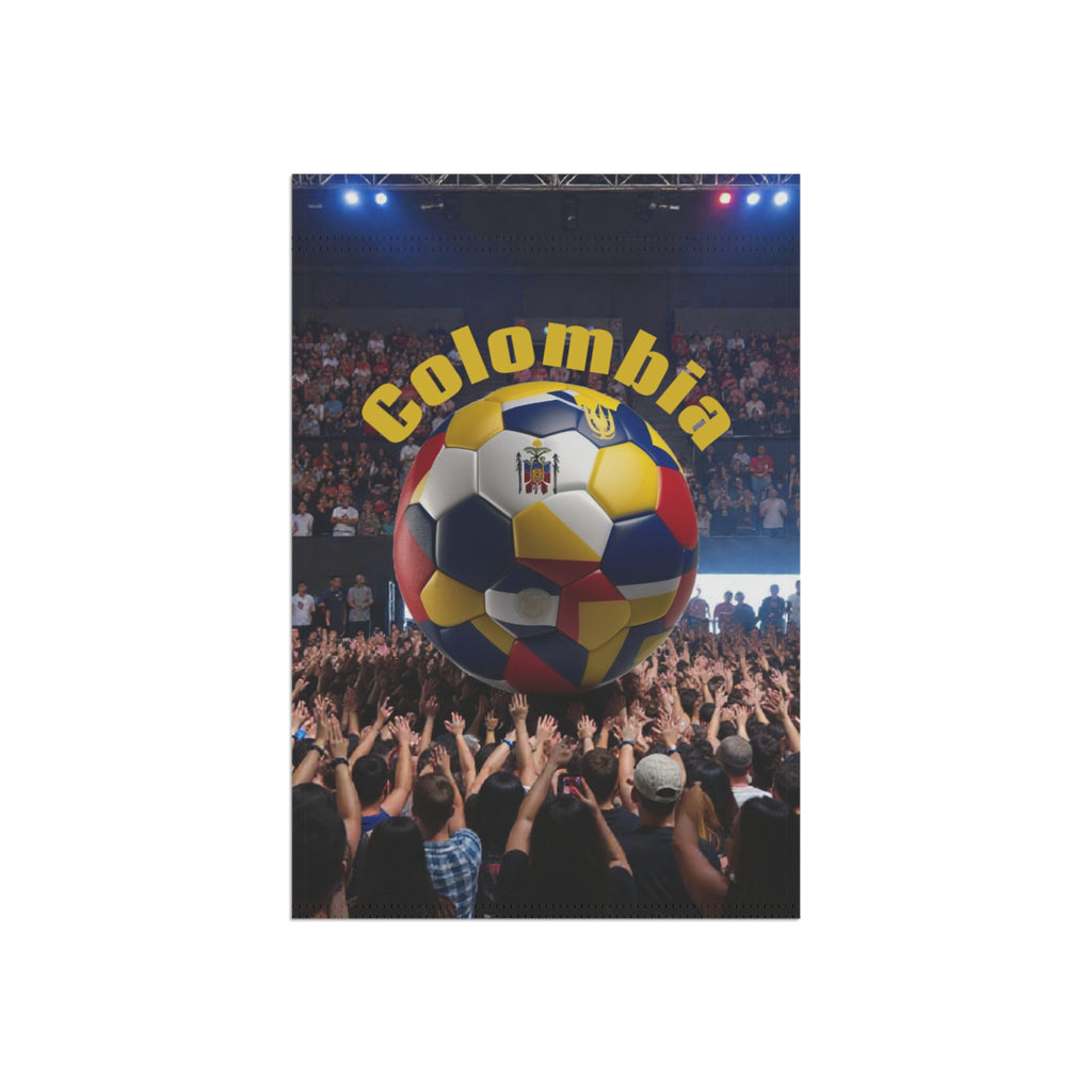Colombia Soccer Fan Garden Flag – Colombia Text with National Flag Soccer Ball Outdoor Banner