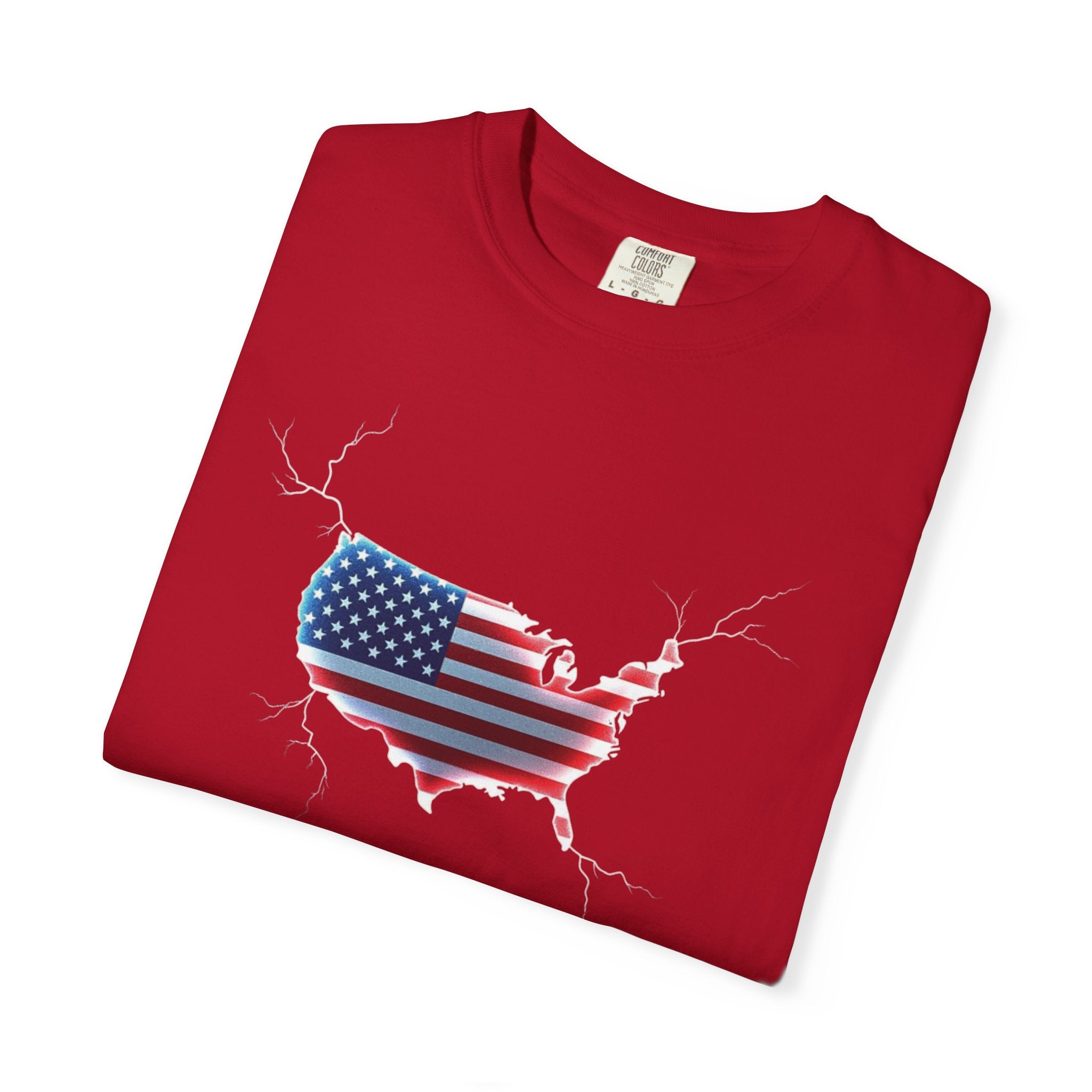 Unisex Garment-Dyed T-shirt - USA Flag Map Design | Casual Independence Day Apparel