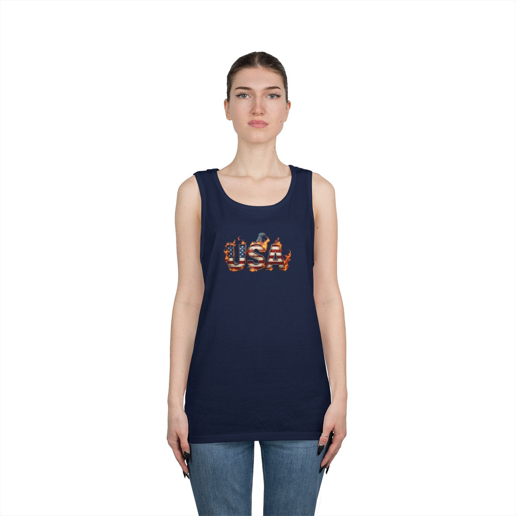 USA Heavy Cotton Tank Top for Casual Summer Outings and Celebrations