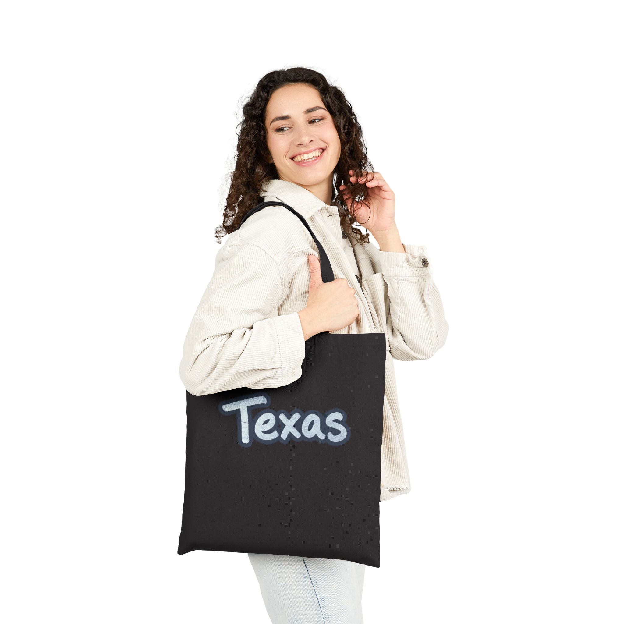 Texas Script Canvas Tote — Eco Cotton Grocery & Market Bag