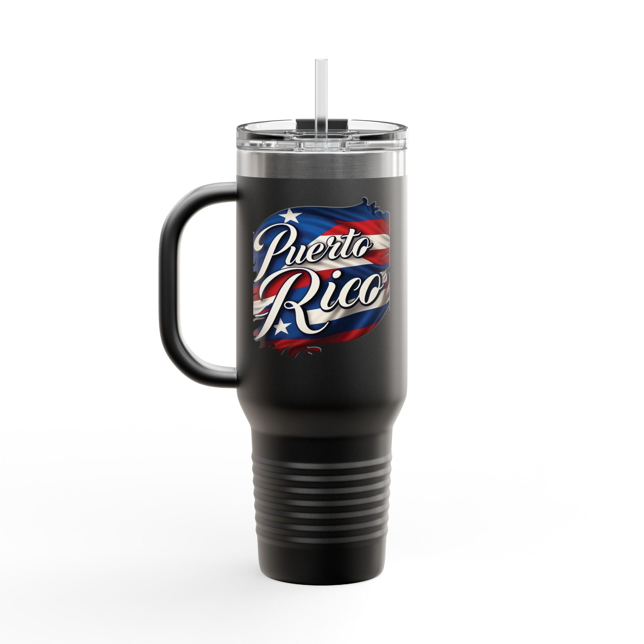 Taza de viaje con aislamiento patriótico de 40 oz, perfecta para aventuras al aire libre o para regalar.