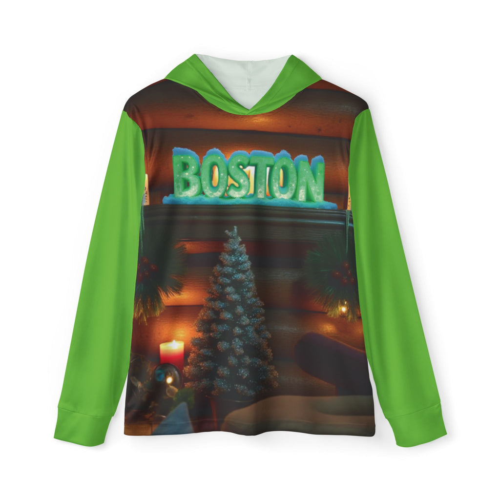 Boston Holiday Hoodie — Green All-Over-Print Sports Warmup Hoodie