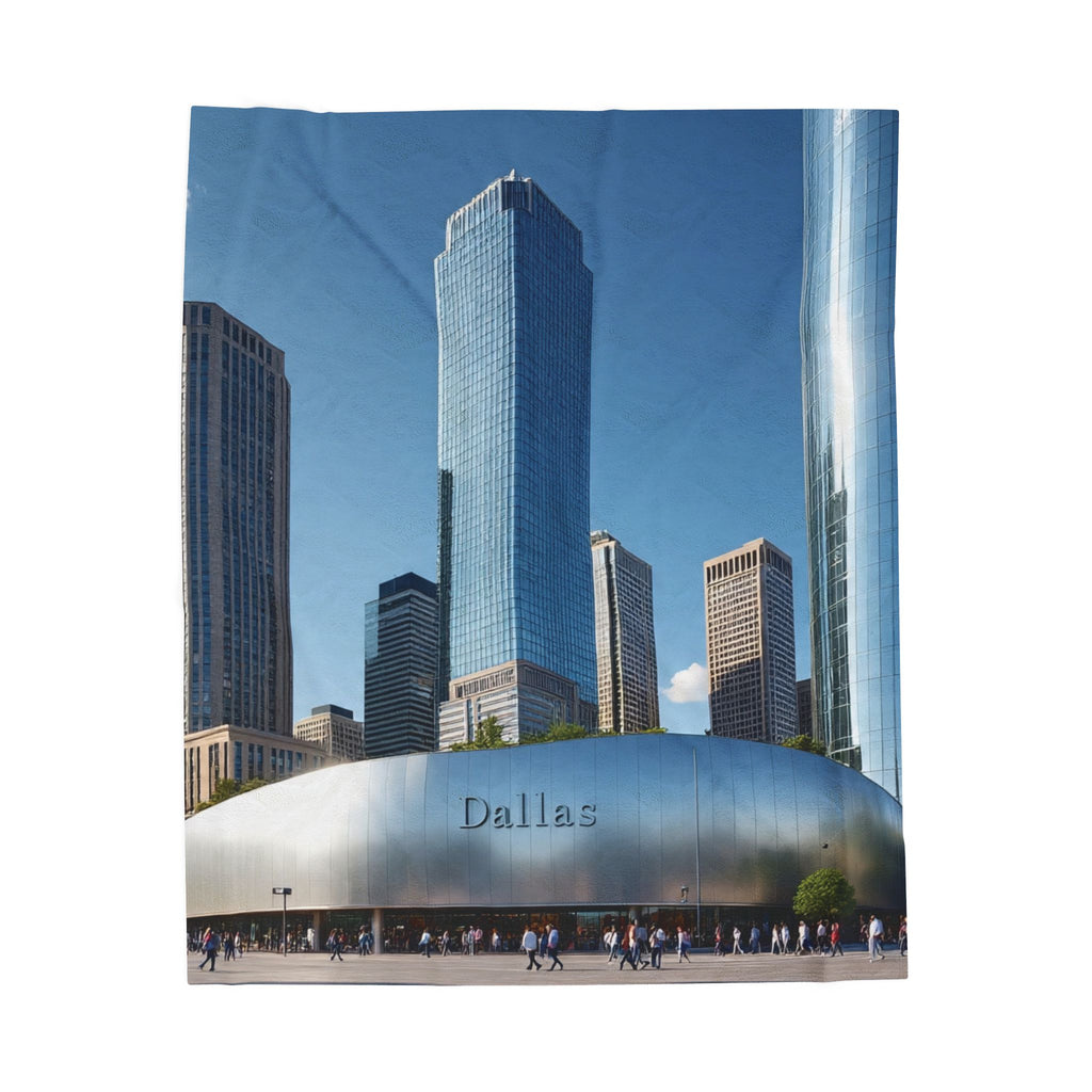 Cityscape Velveteen Plush Blanket - Cozy Home Decor, Gift for Dallas Lovers, Travel Souvenir, Soft Luxury Throw